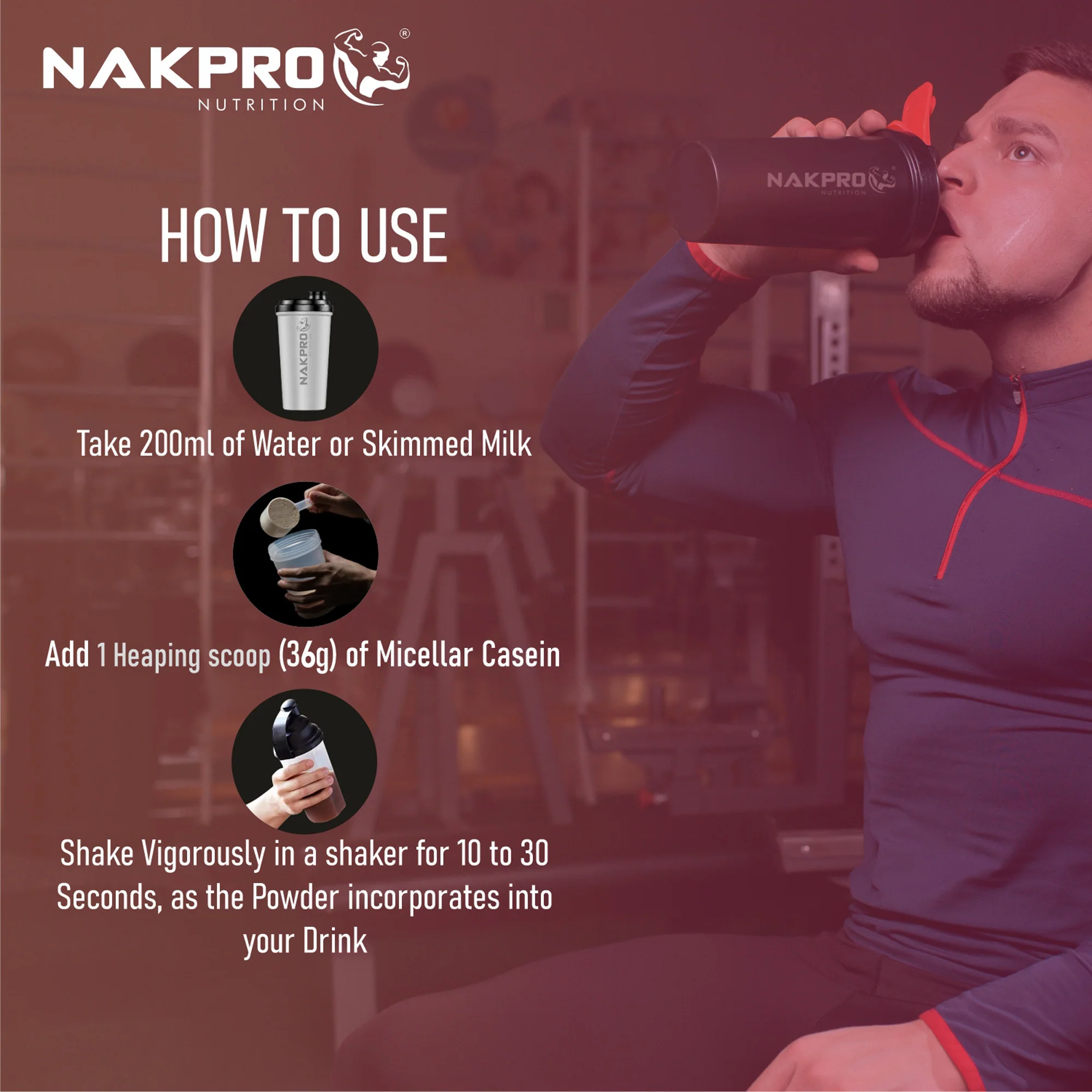 Nakpro Micellar Casein Protein Powder | 80g Protein | Slow Release Protein - Image 23