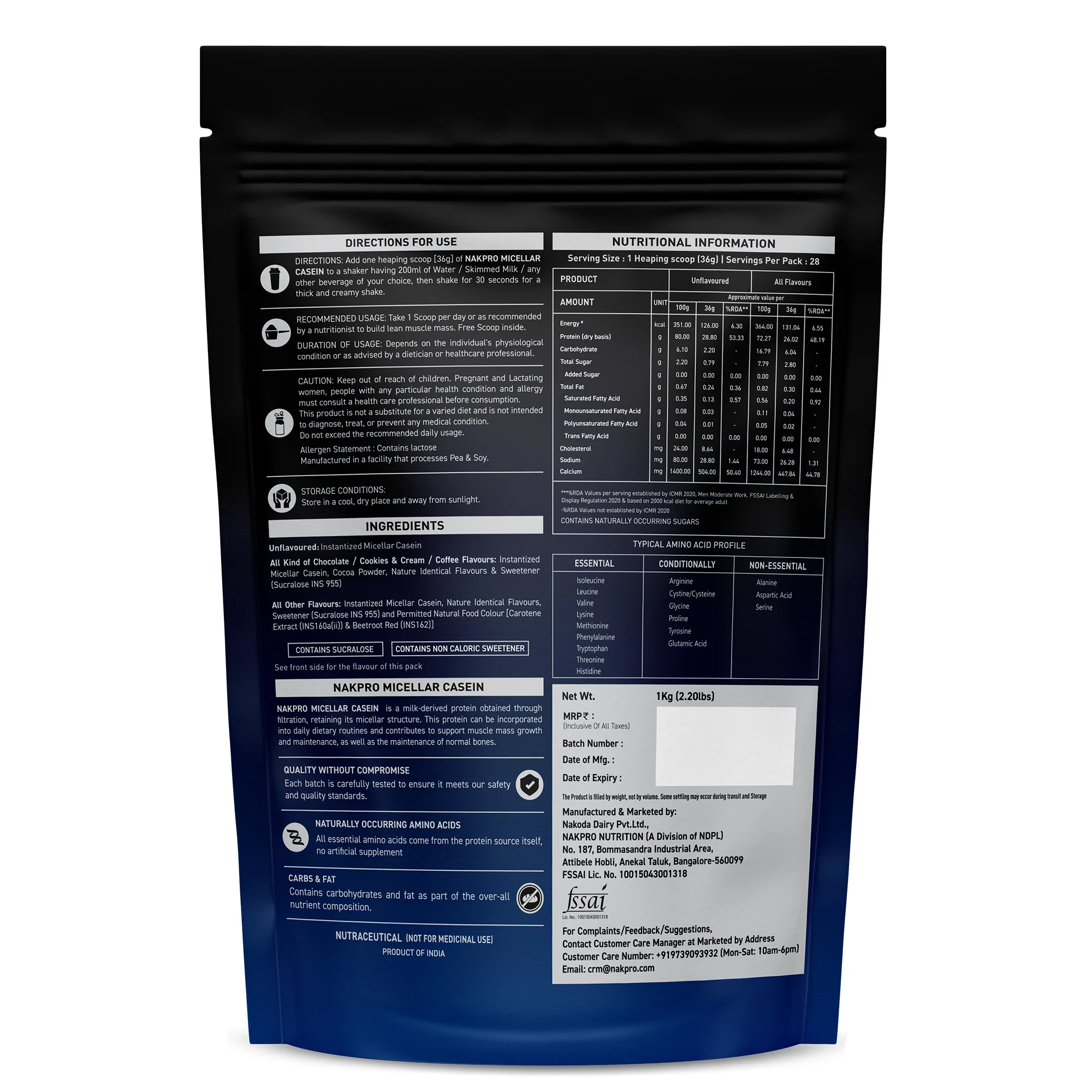 Nakpro Micellar Casein Protein Powder | 80g Protein | Slow Release Protein - Image 25