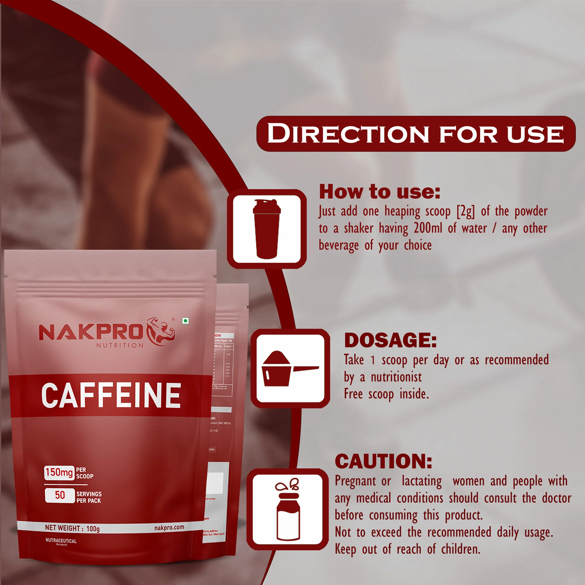Nakpro Caffeine Pre-Workout Supplement | Support alertness and mental focus - Image 3