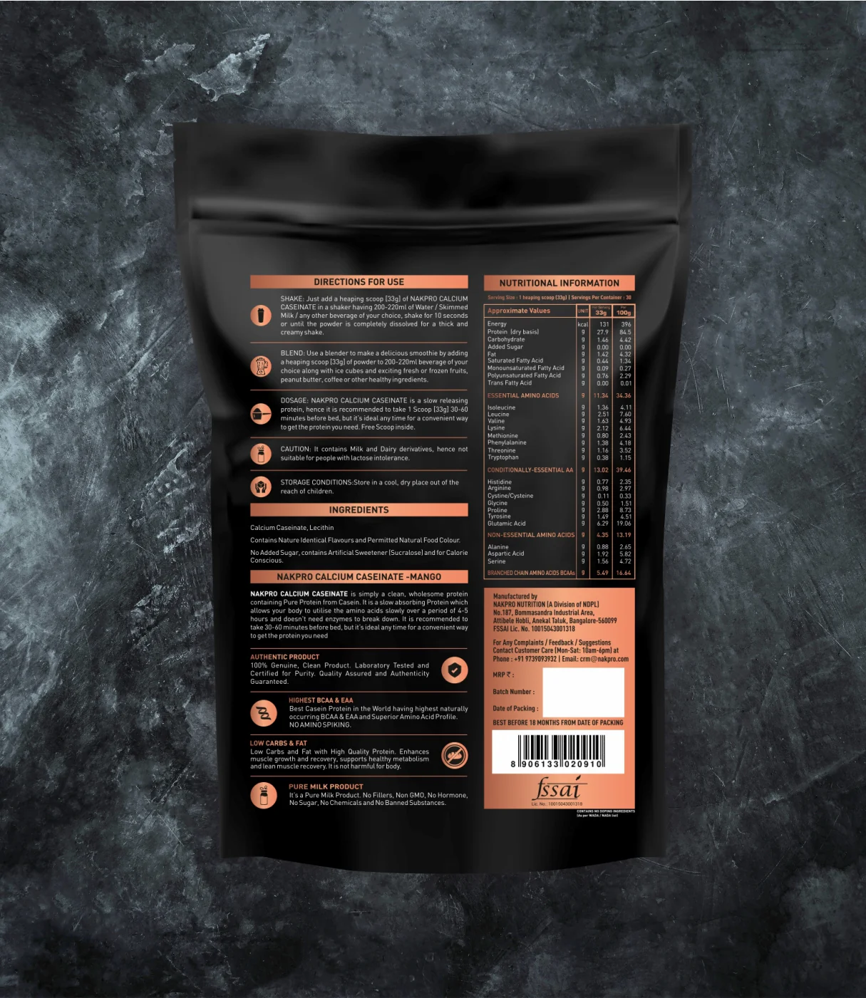 Nakpro Calcium Caseinate Protein Powder | 81g Protein | Slow Release Protein | High Calcium - Image 15