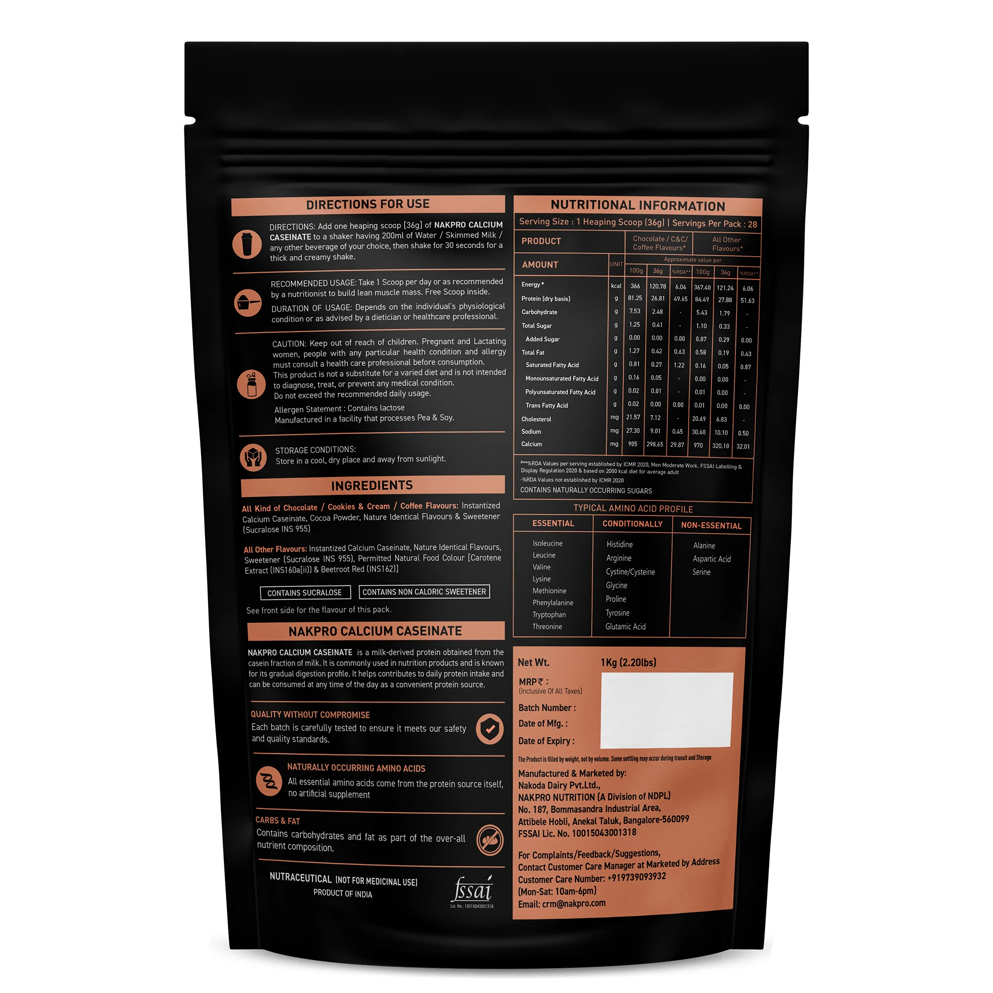 Nakpro Calcium Caseinate Protein Powder | 81g Protein | Slow Release Protein | High Calcium - Image 172