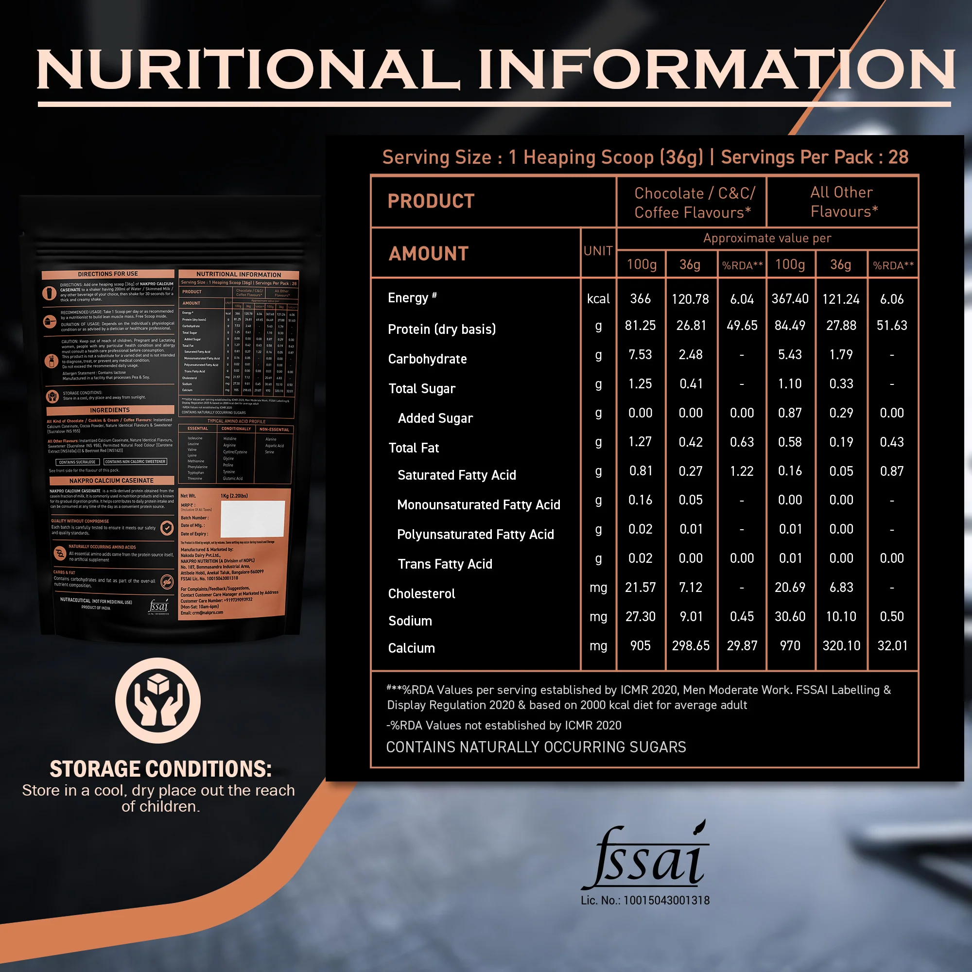 Nakpro Calcium Caseinate Protein Powder | 81g Protein | Slow Release Protein | High Calcium - Image 183