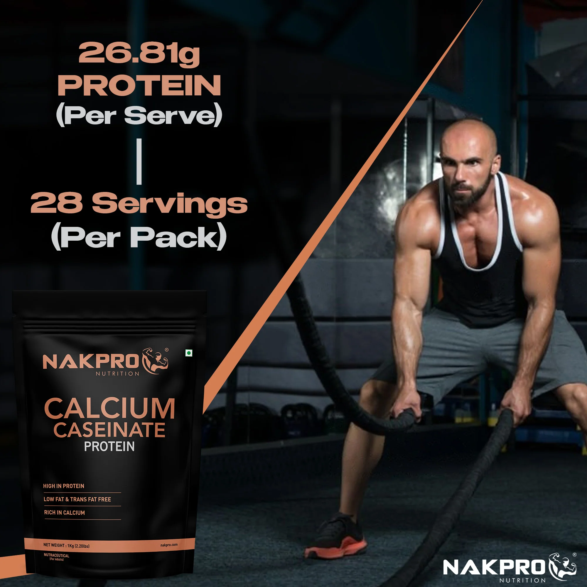 Nakpro Calcium Caseinate Protein Powder | 81g Protein | Slow Release Protein | High Calcium - Image 185