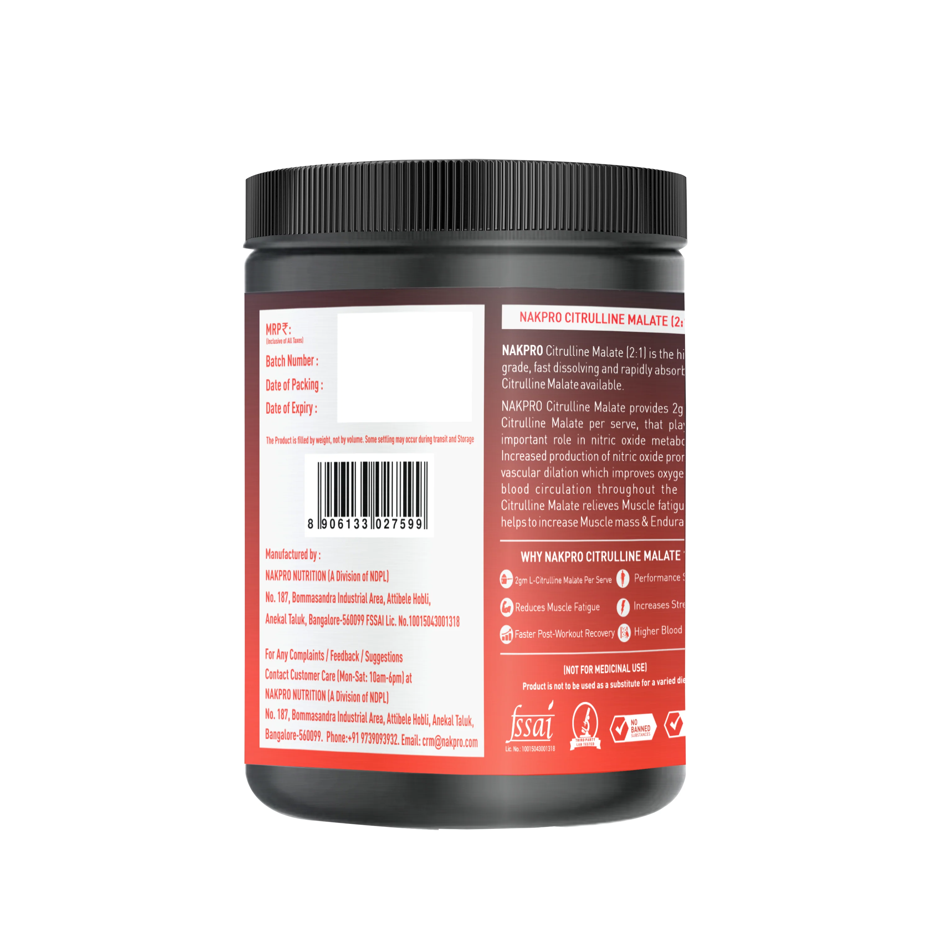 Nakpro Citrulline Malate | Amino Acid Supplement | Exercise Performance Support - Image 8