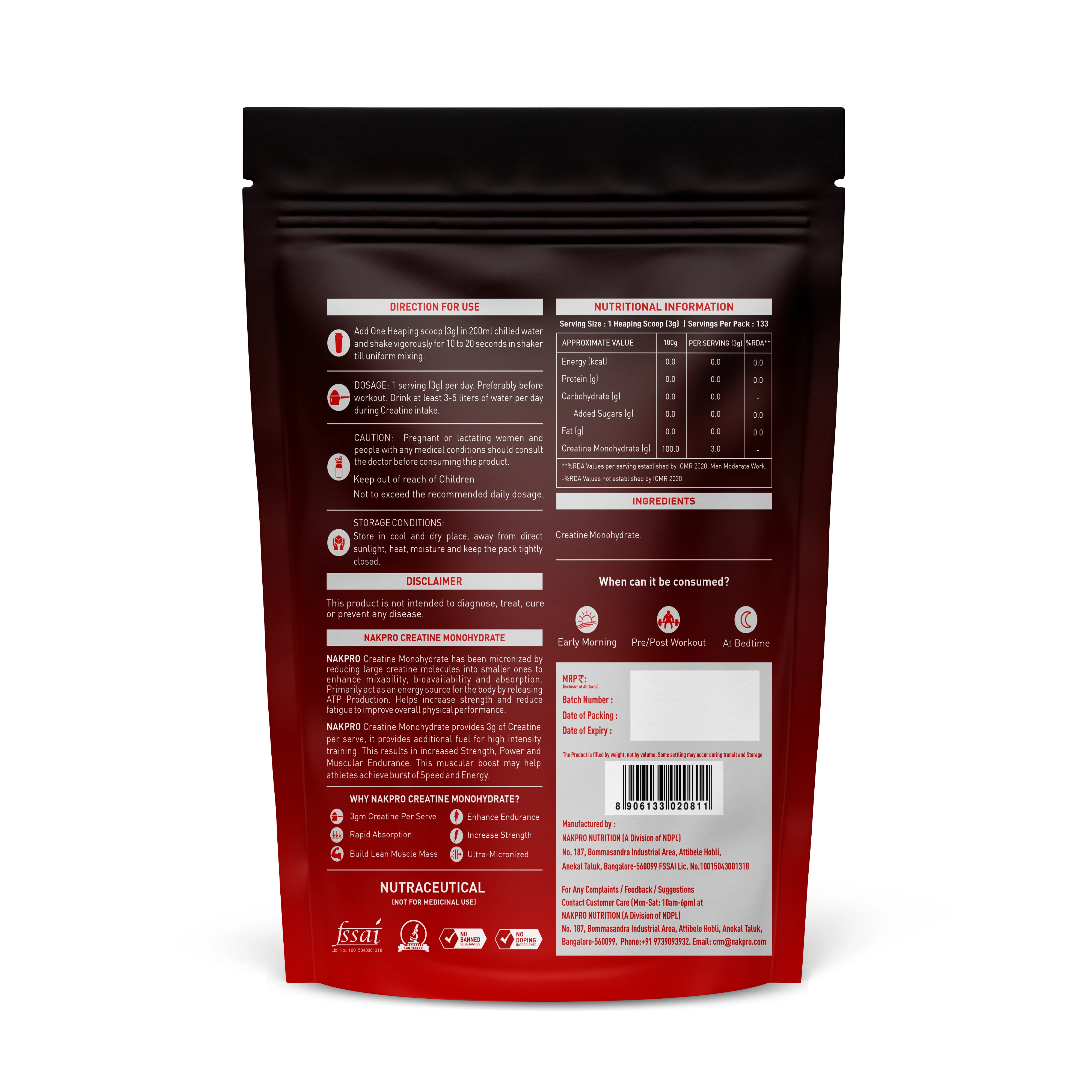 Nakpro Micronized Creatine Monohydrate | Maintenance and Support muscle | Trustified Certified - Image 115