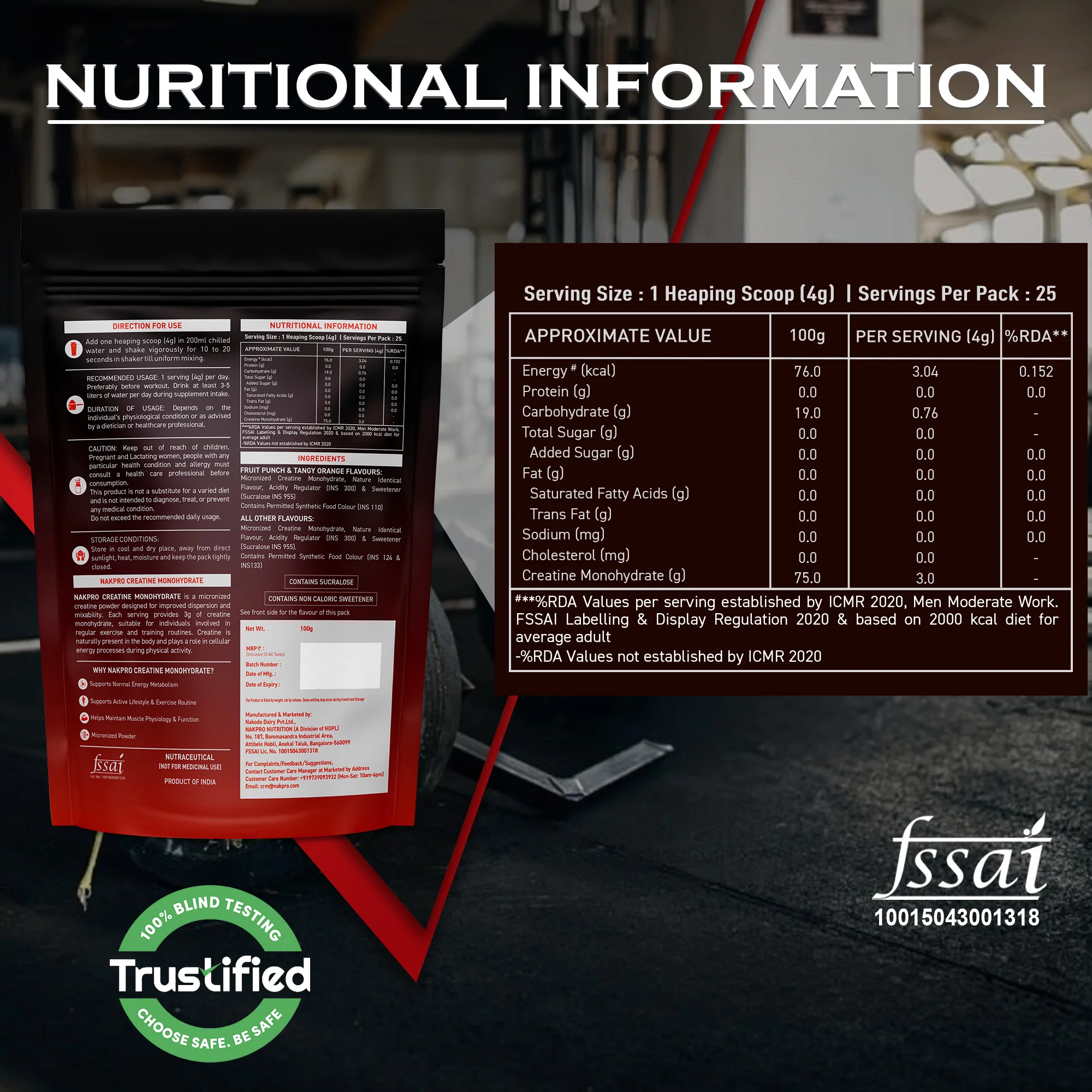 Nakpro Micronized Creatine Monohydrate | Maintenance and Support muscle | Trustified Certified - Image 141