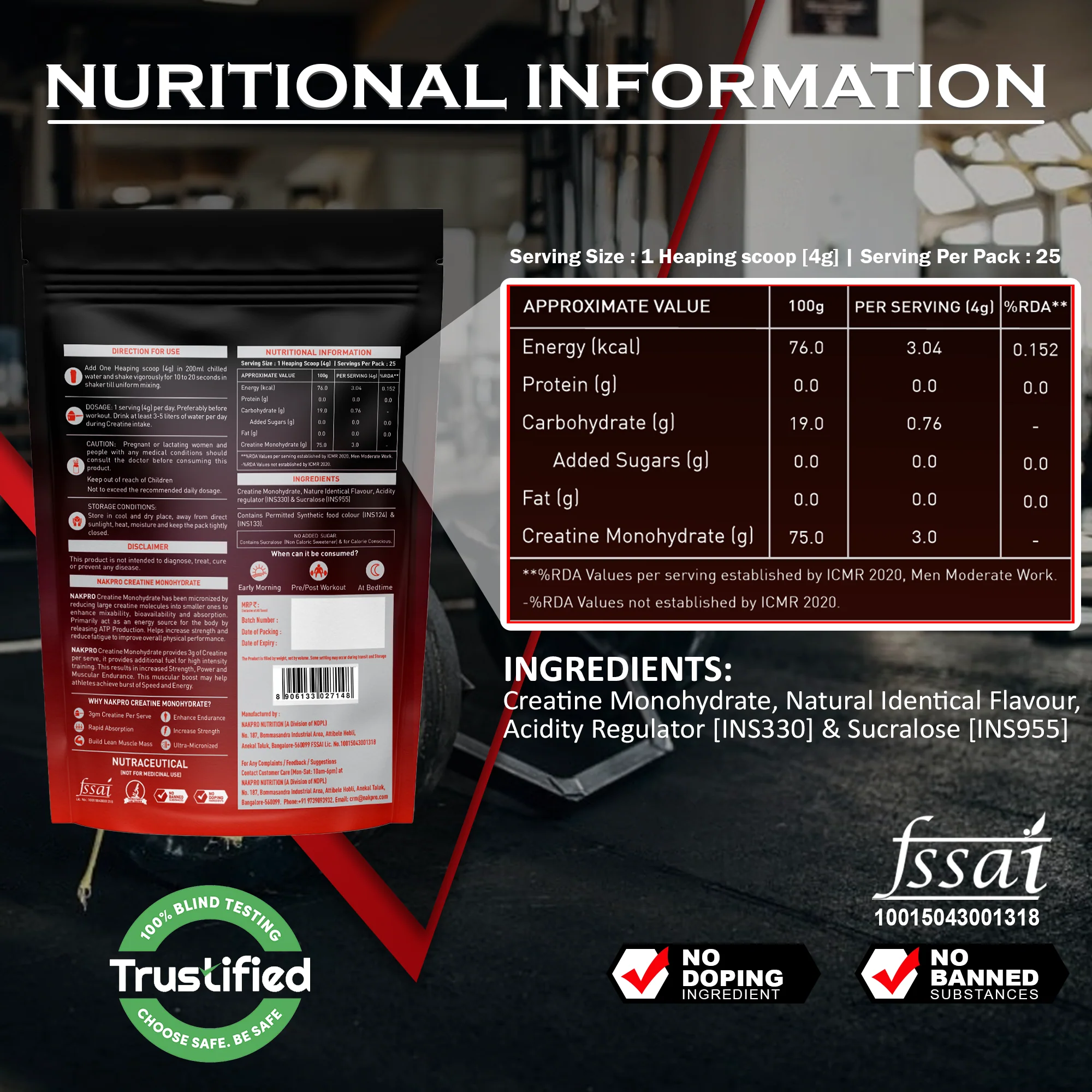 Nakpro Micronized Creatine Monohydrate | Maintenance and Support muscle | Trustified Certified - Image 36
