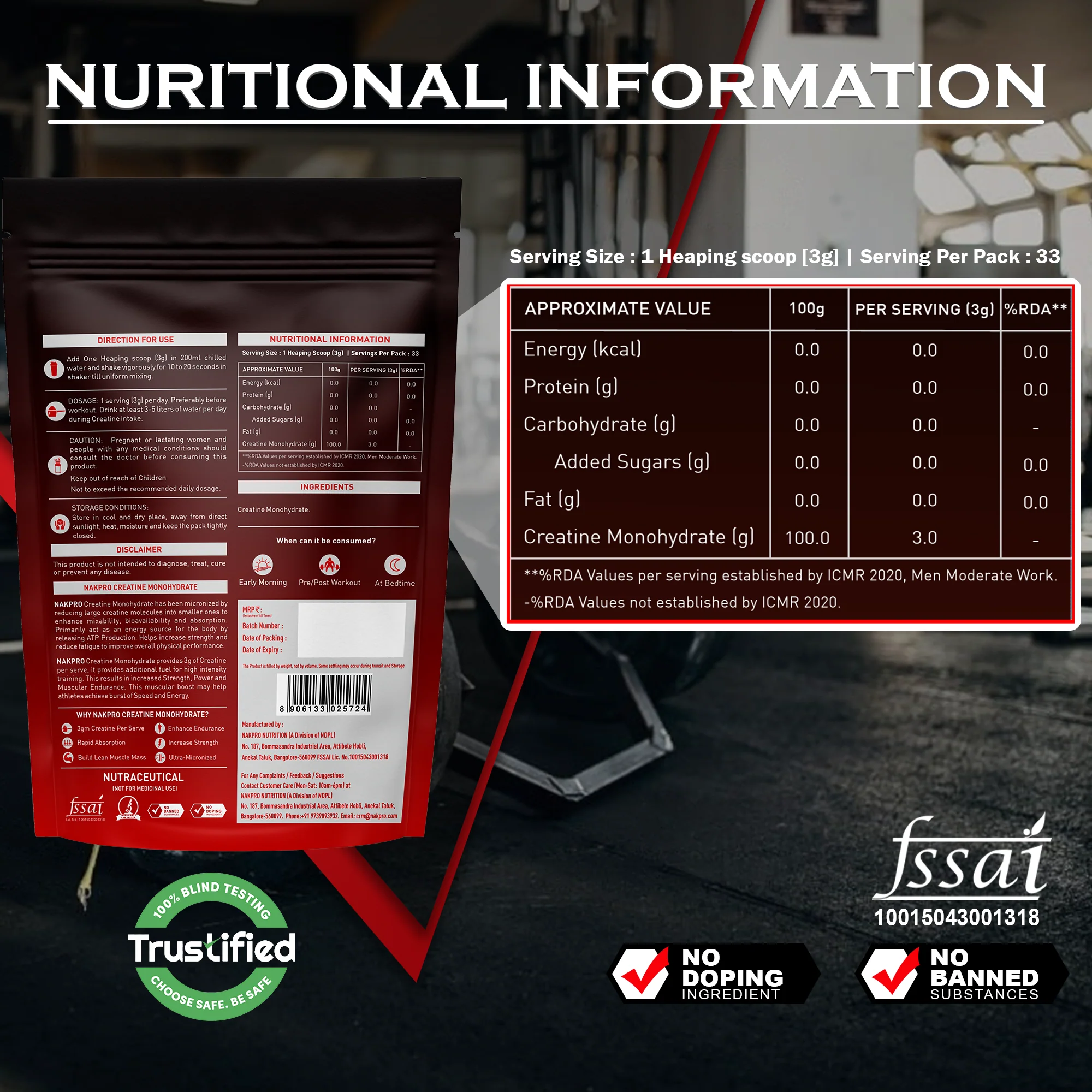 Nakpro Micronized Creatine Monohydrate | Maintenance and Support muscle | Trustified Certified - Image 66