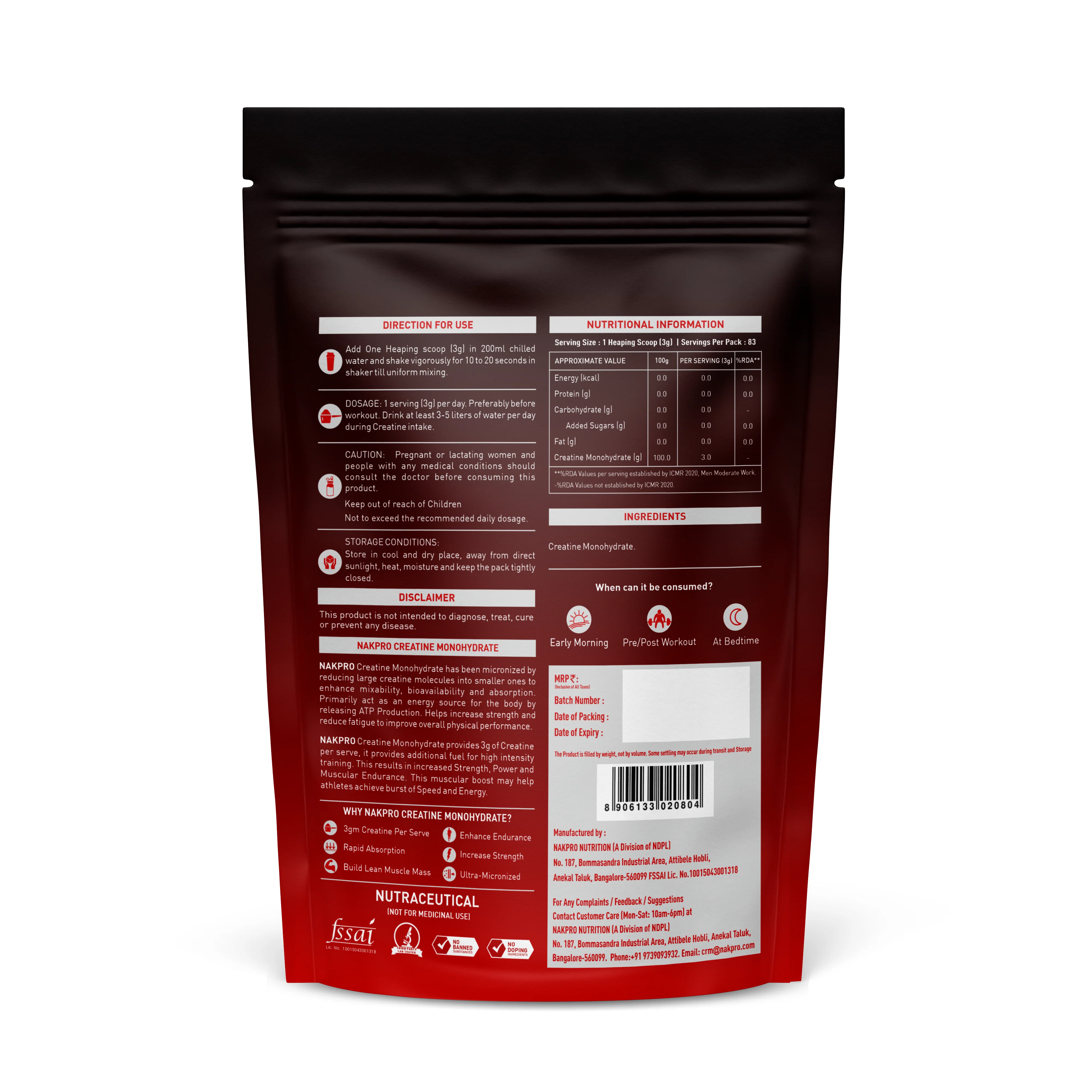 Nakpro Micronized Creatine Monohydrate | Maintenance and Support muscle | Trustified Certified - Image 69