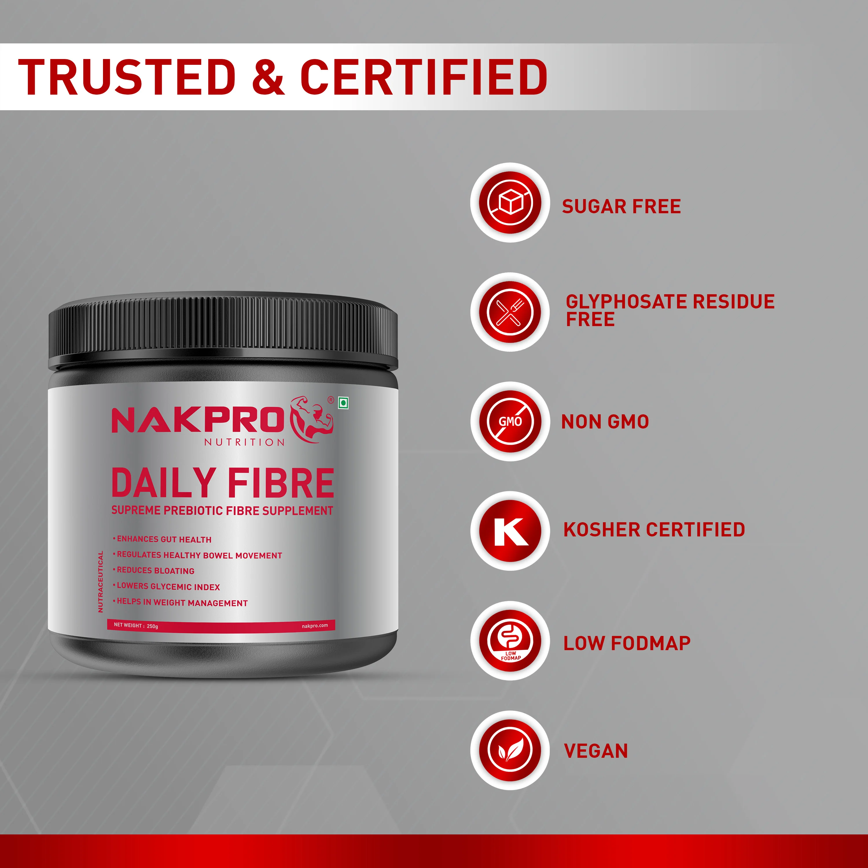 Nakpro Daily Fibre Supplement | Supports Gut Health | Helps in Weight Management | Reduces Glycemic Index - Image 3