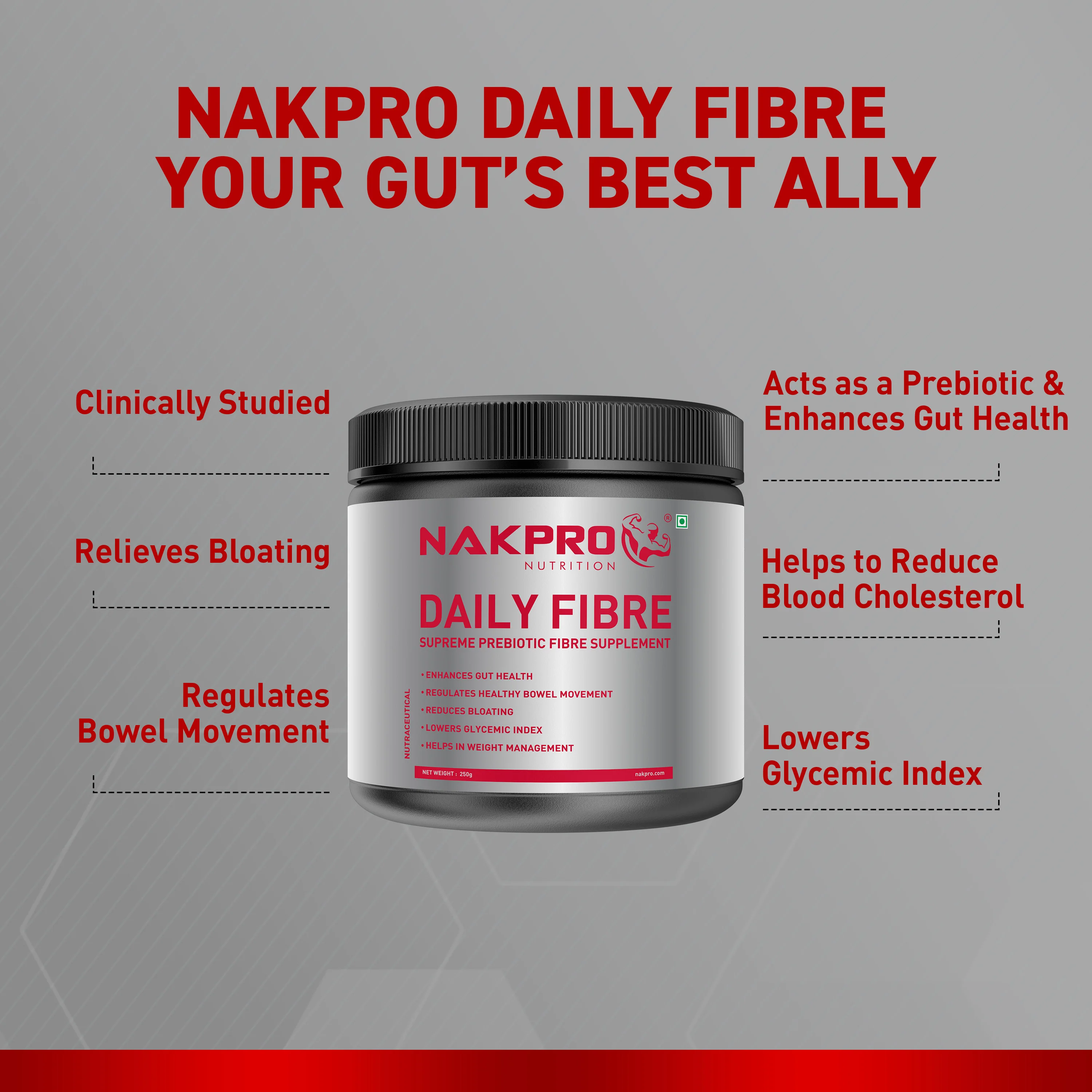 Nakpro Daily Fibre Supplement | Supports Gut Health | Helps in Weight Management | Reduces Glycemic Index - Image 4