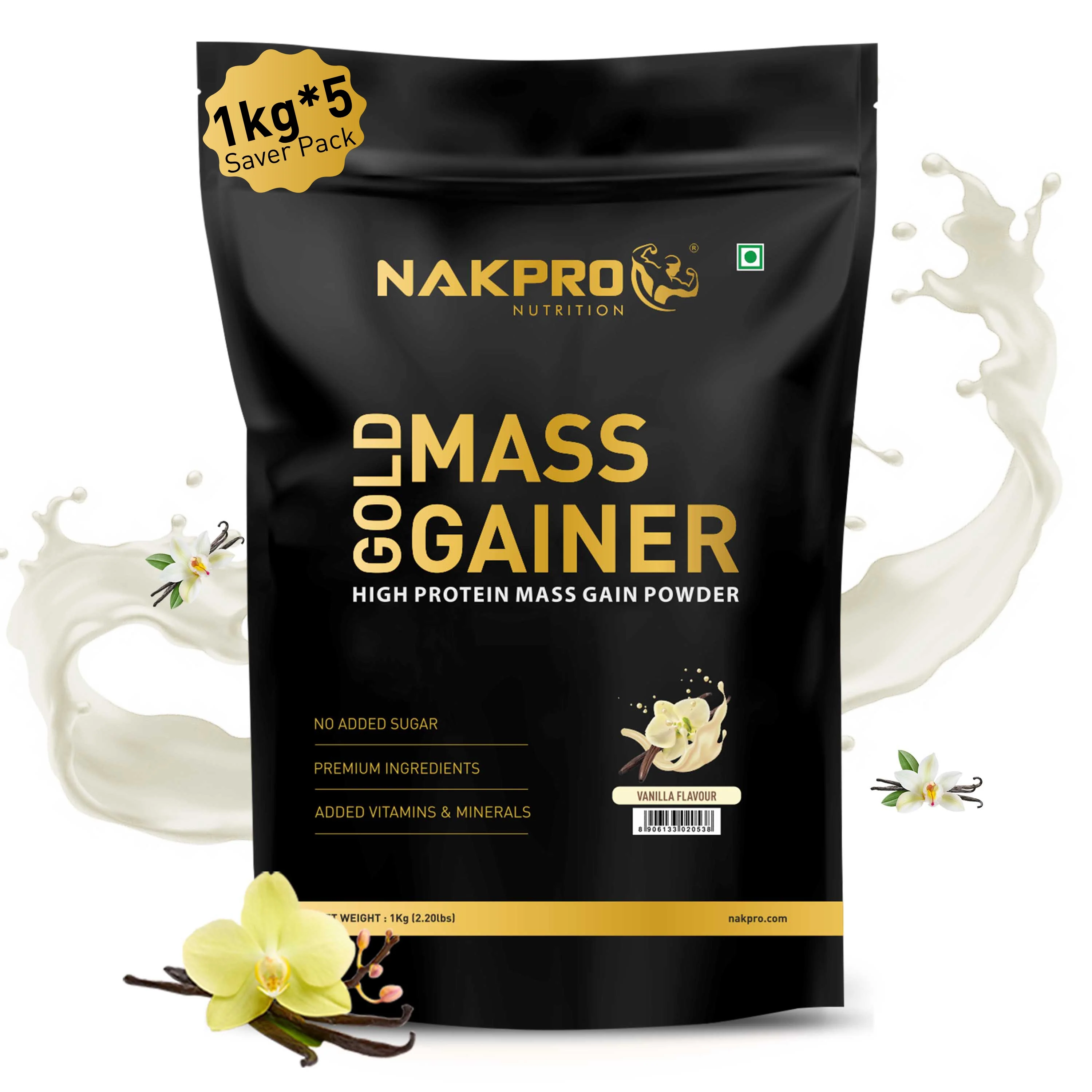 Nakpro Gold Mass Gainer | High Protein Mass Gainer | 68g Carbs | Added Vitamins & Minerals - Image 35