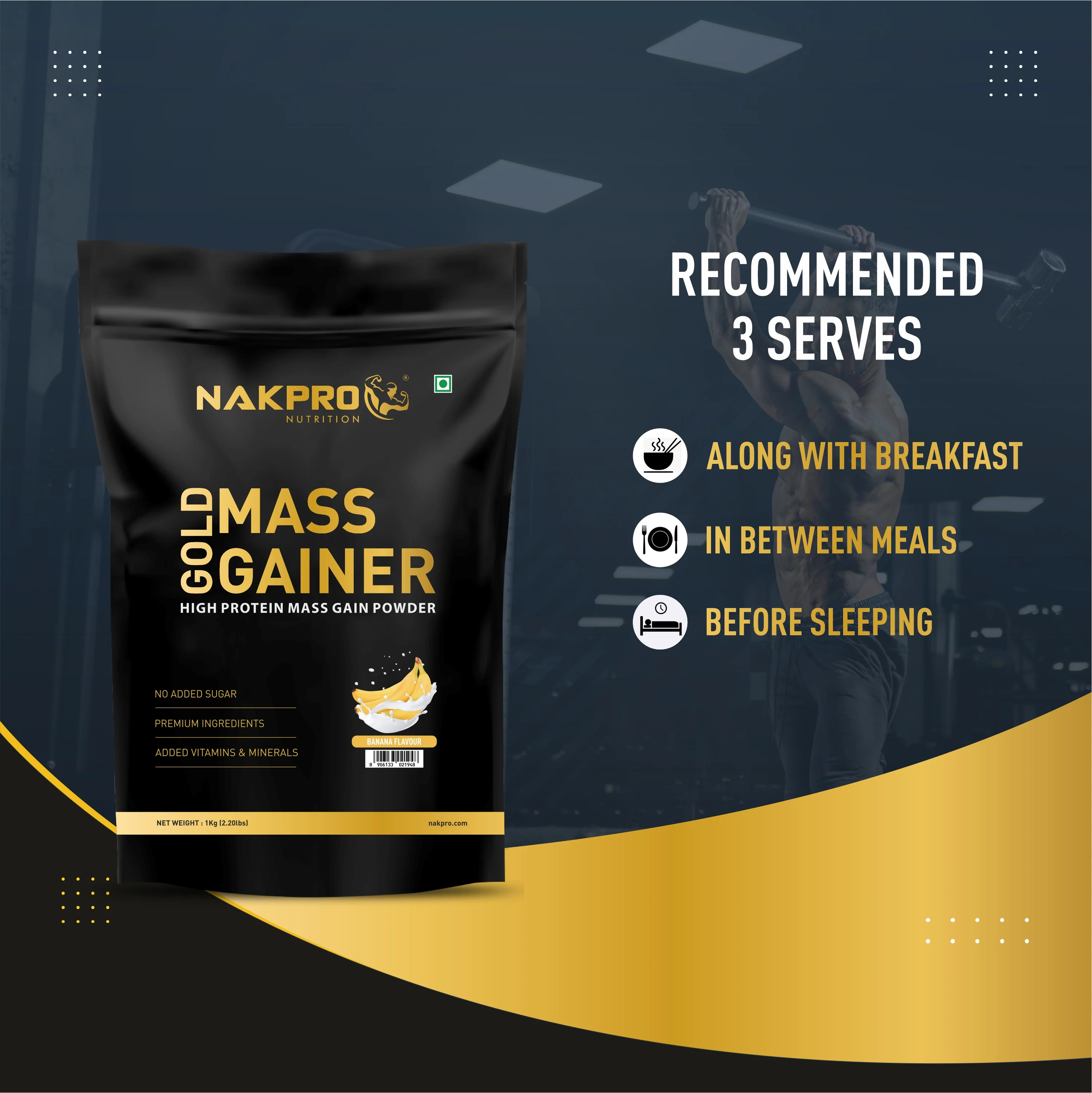 Nakpro Gold Mass Gainer | High Protein Mass Gainer | 68g Carbs | Added Vitamins & Minerals - Image 41