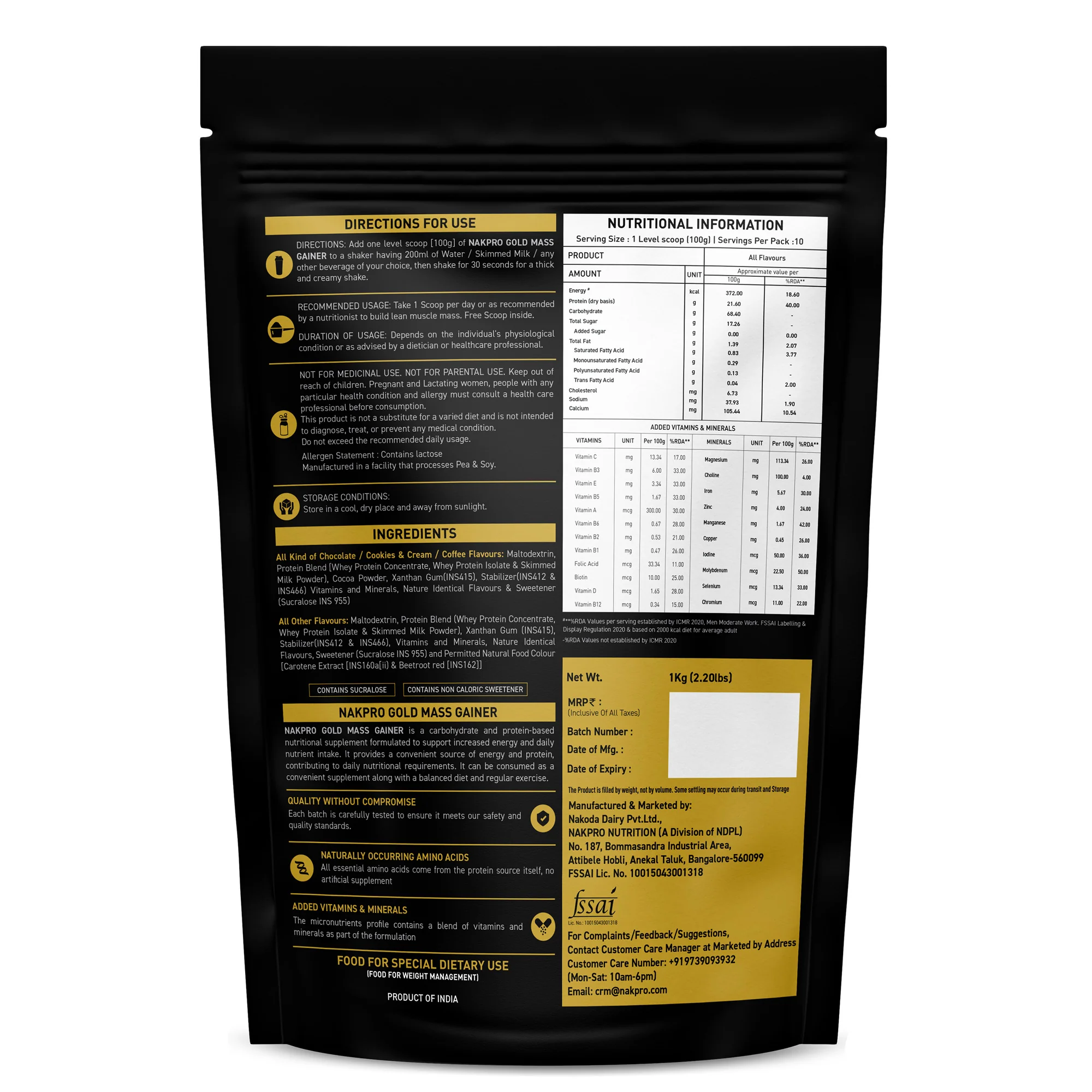Nakpro Gold Mass Gainer | High Protein Mass Gainer | 68g Carbs | Added Vitamins & Minerals - Image 74