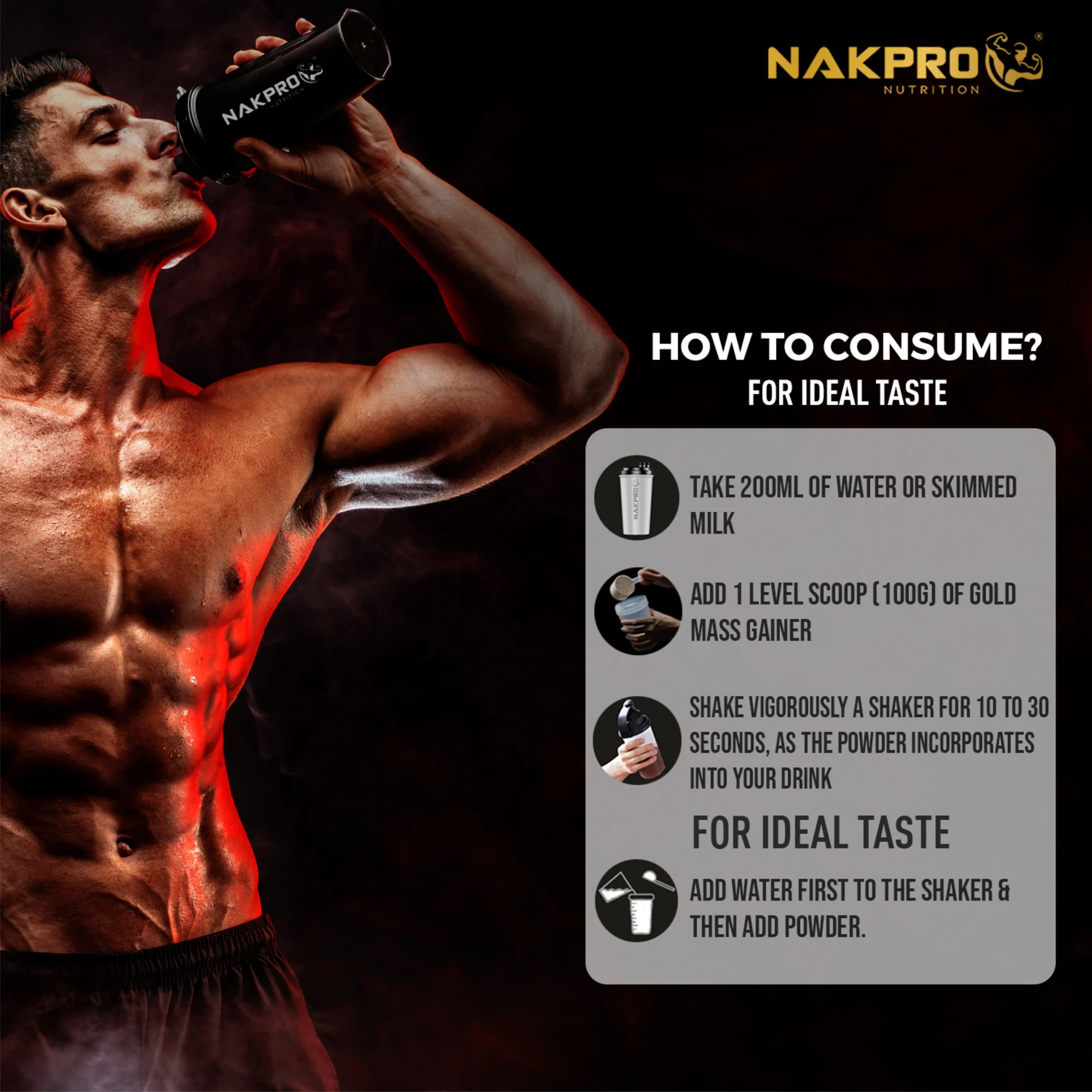 Nakpro Gold Mass Gainer | High Protein Mass Gainer | 68g Carbs | Added Vitamins & Minerals - Image 93