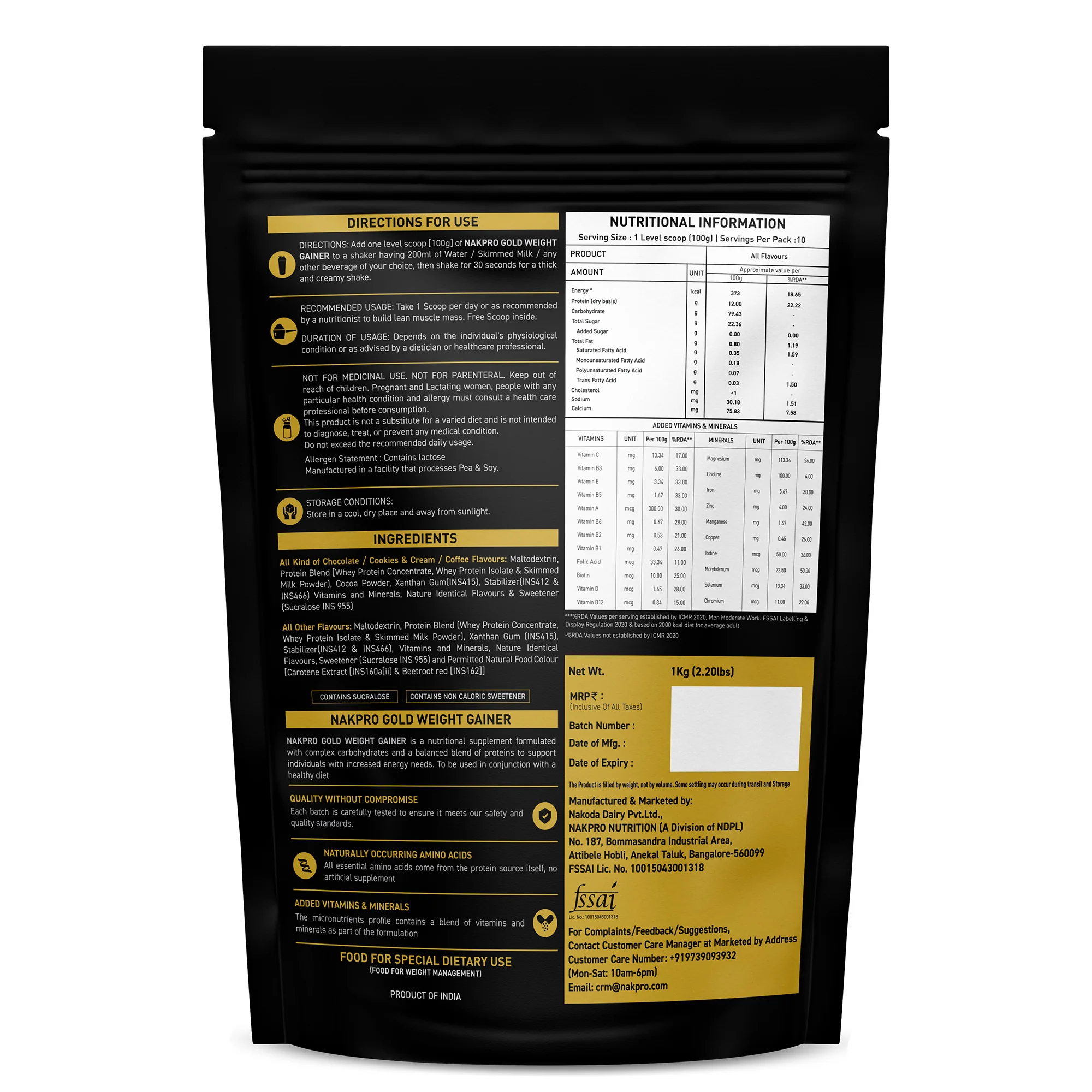 Nakpro Gold Weight Gainer | 79g Carbs | Added Vitamins & Minerals - Image 146