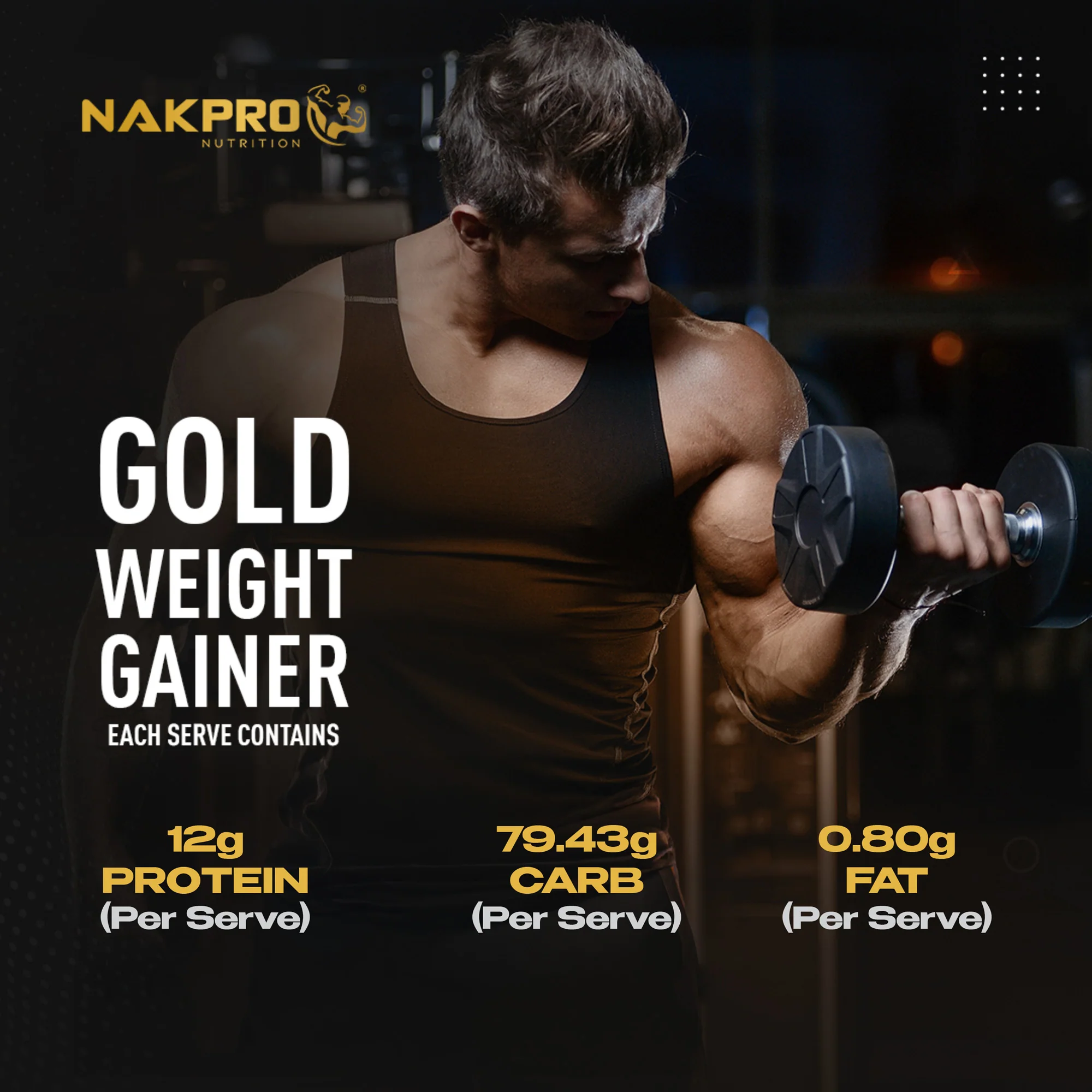 Nakpro Gold Weight Gainer | 79g Carbs | Added Vitamins & Minerals - Image 148