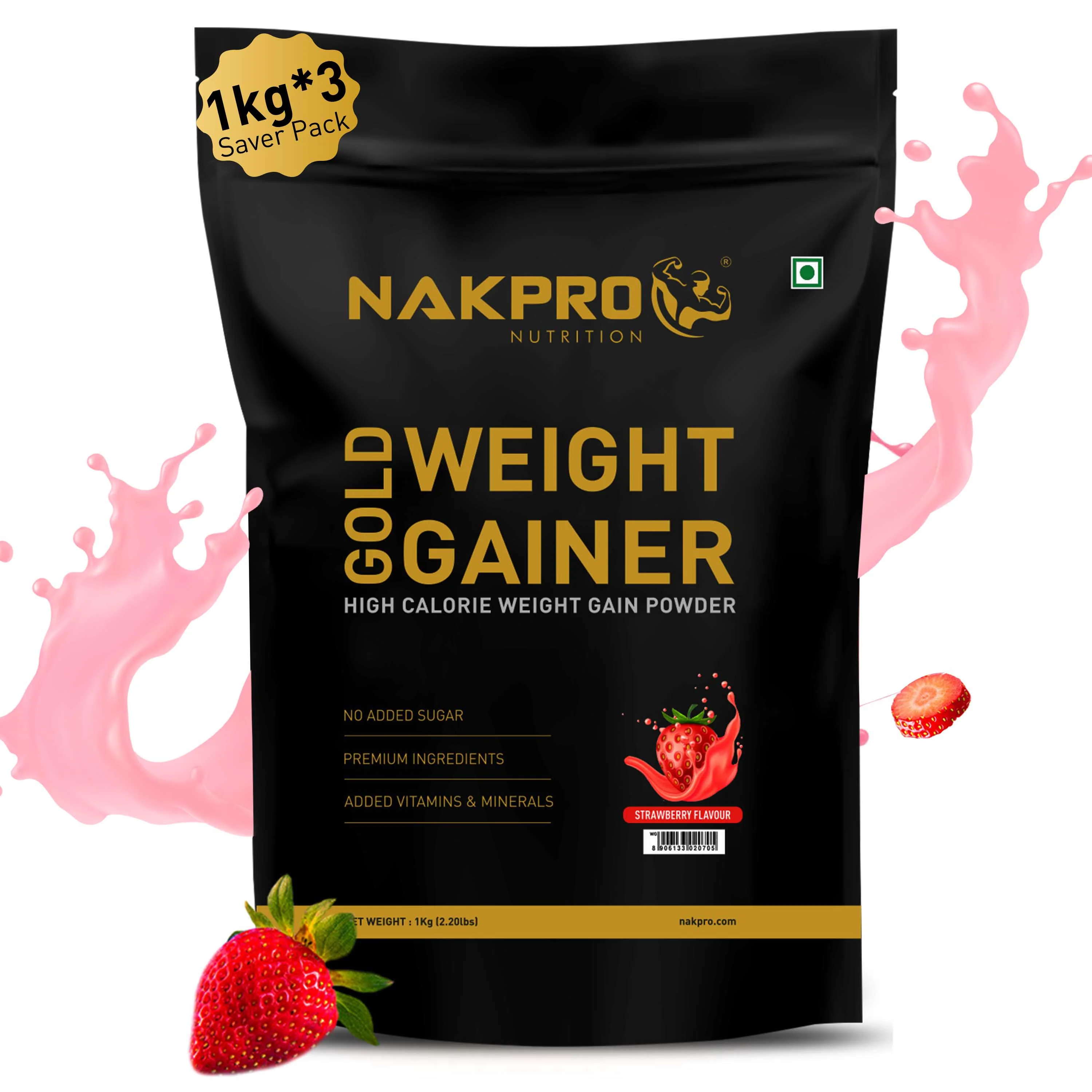 Nakpro Gold Weight Gainer | 79g Carbs | Added Vitamins & Minerals - Image 90