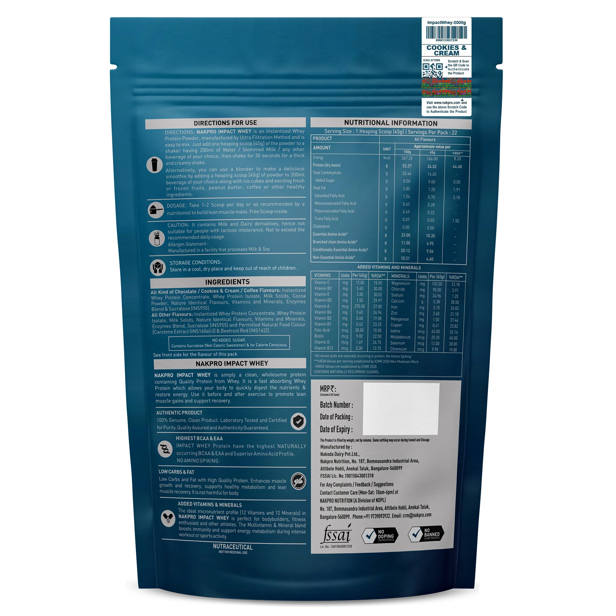 Nakpro Impact Whey Protein | 53g Protein | Whey Isolate & Concentrate Blend | Added Enzymes & Vitamins | Trustified Certified - Image 27