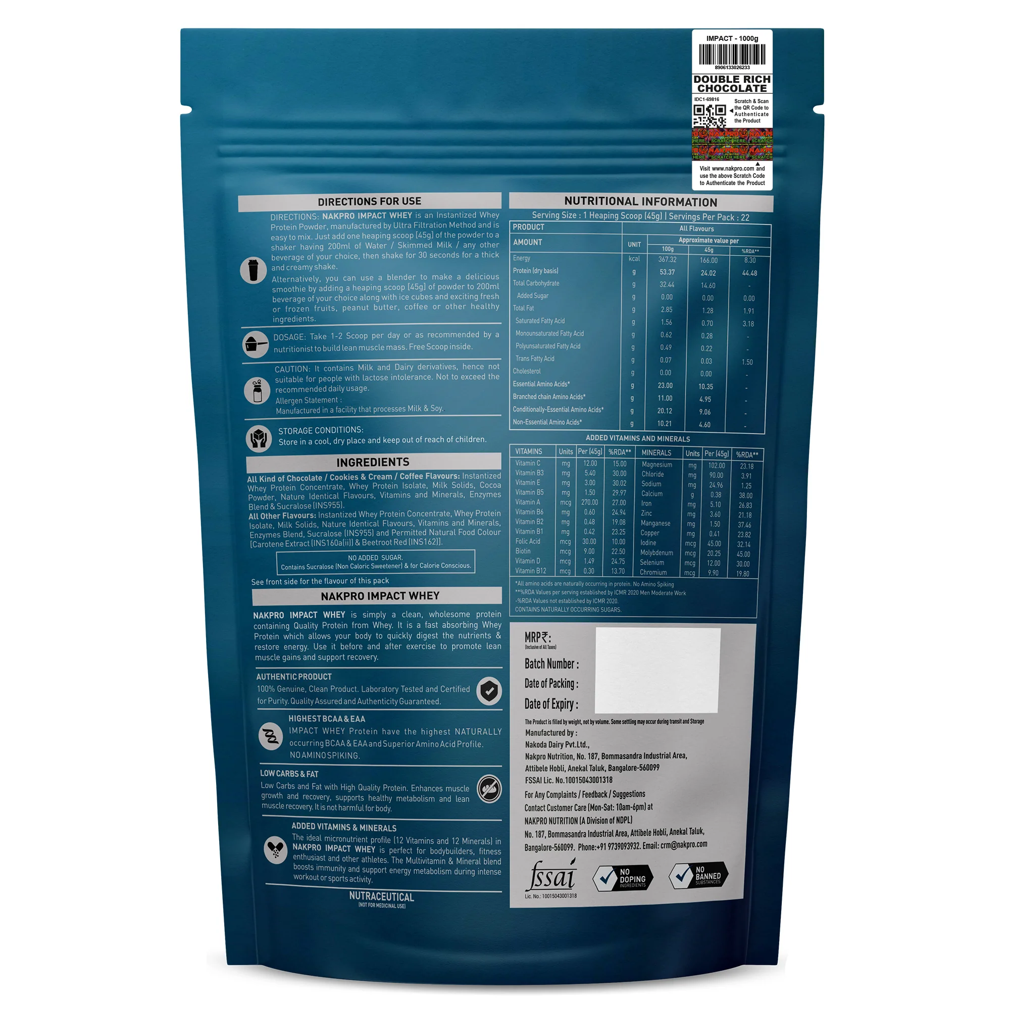 Nakpro Impact Whey Protein | 53g Protein | Whey Isolate & Concentrate Blend | Added Enzymes & Vitamins | Trustified Certified - Image 28