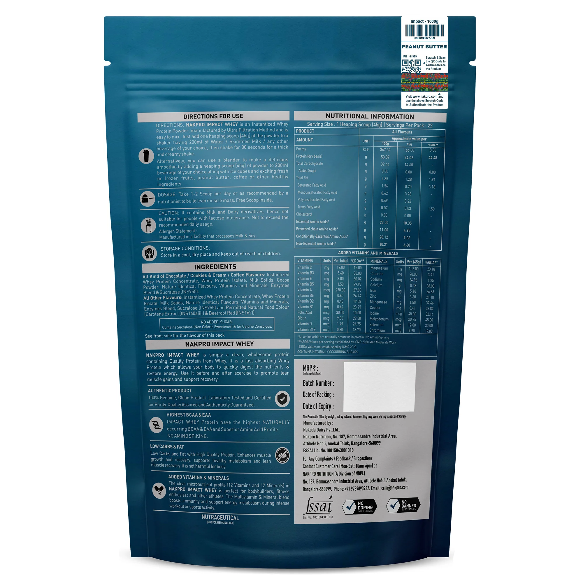 Nakpro Impact Whey Protein | 53g Protein | Whey Isolate & Concentrate Blend | Added Enzymes & Vitamins | Trustified Certified - Image 29