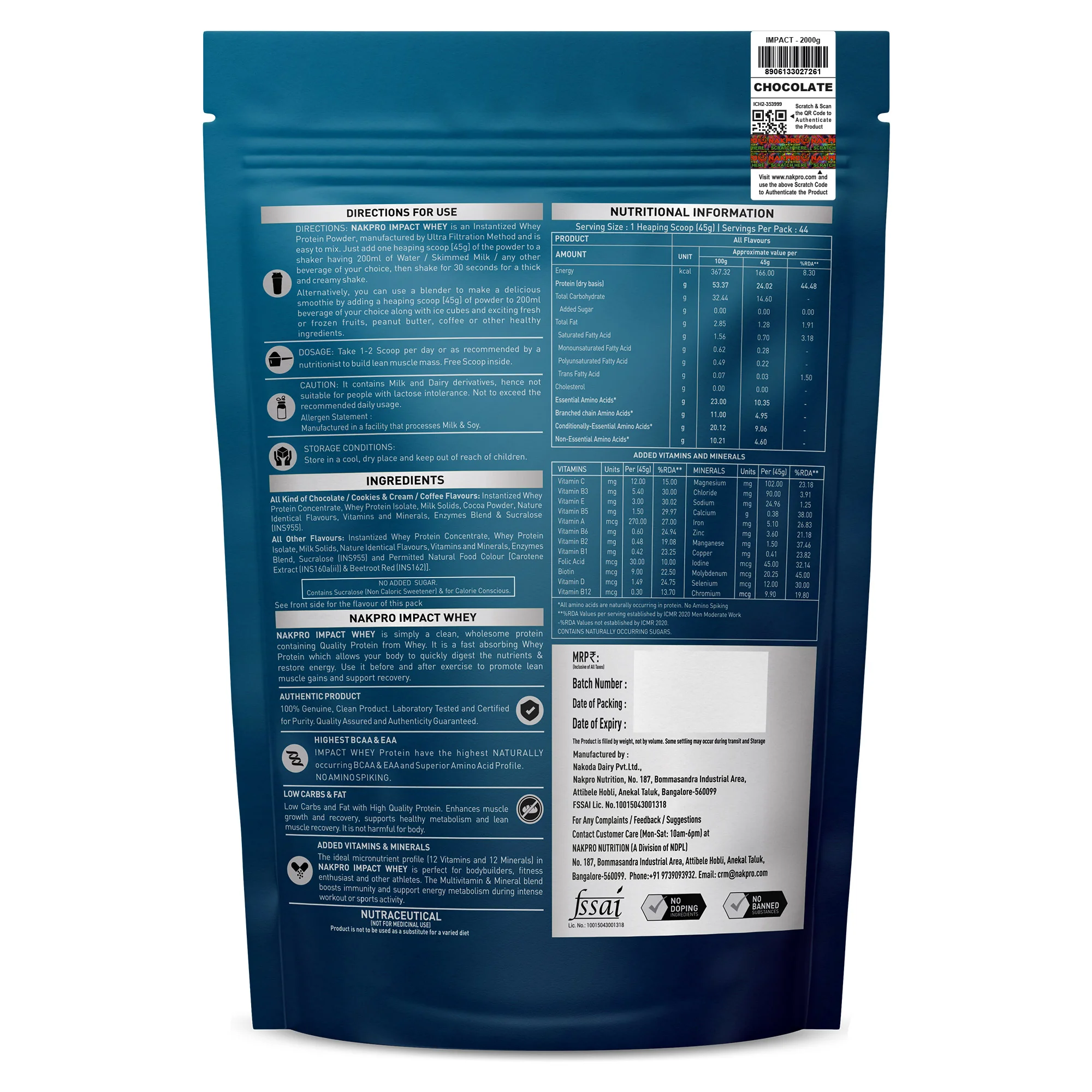 Nakpro Impact Whey Protein | 53g Protein | Whey Isolate & Concentrate Blend | Added Enzymes & Vitamins | Trustified Certified - Image 32