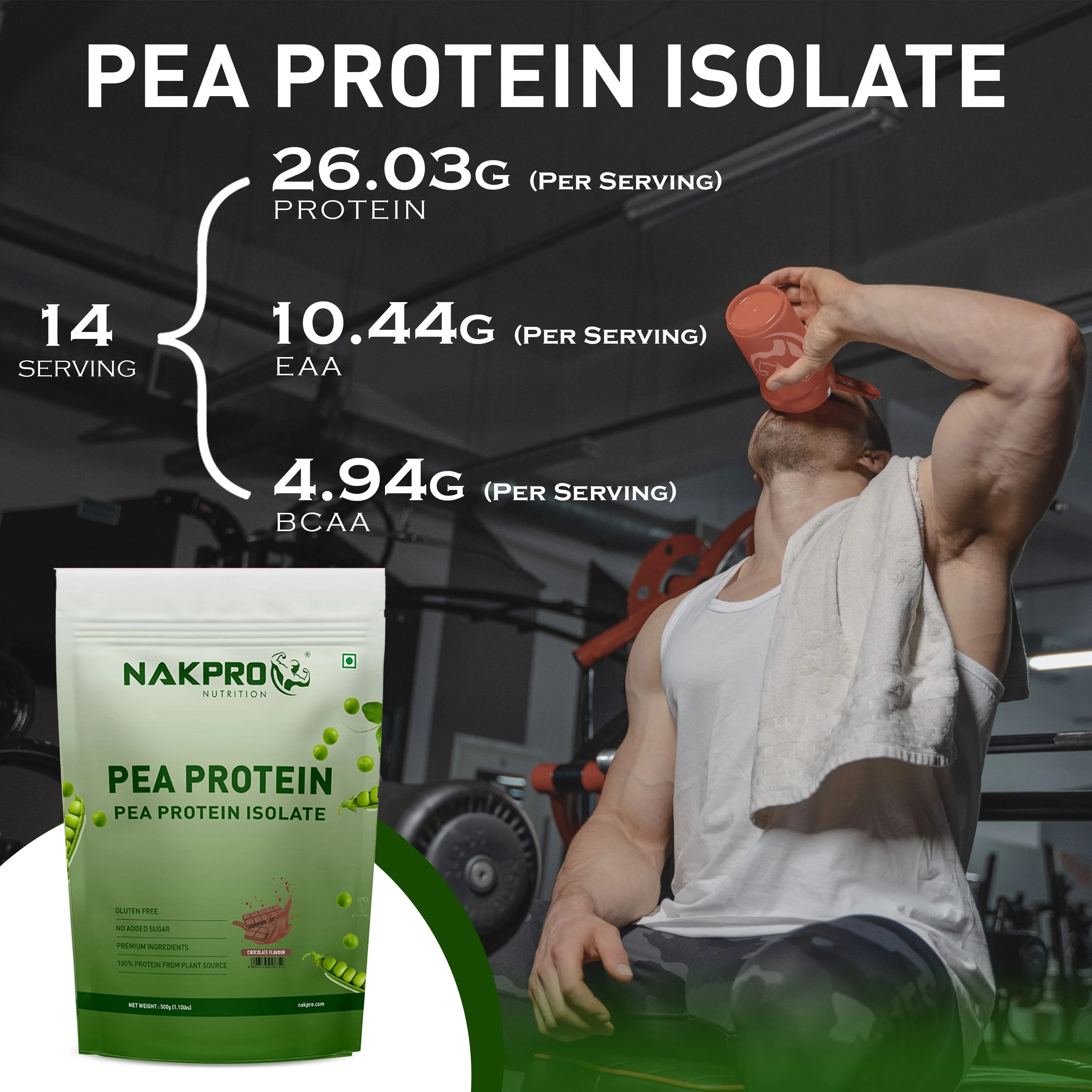 Nakpro Pea Protein Isolate | 72g Protein | Plant-Based Protein Powder - Image 4