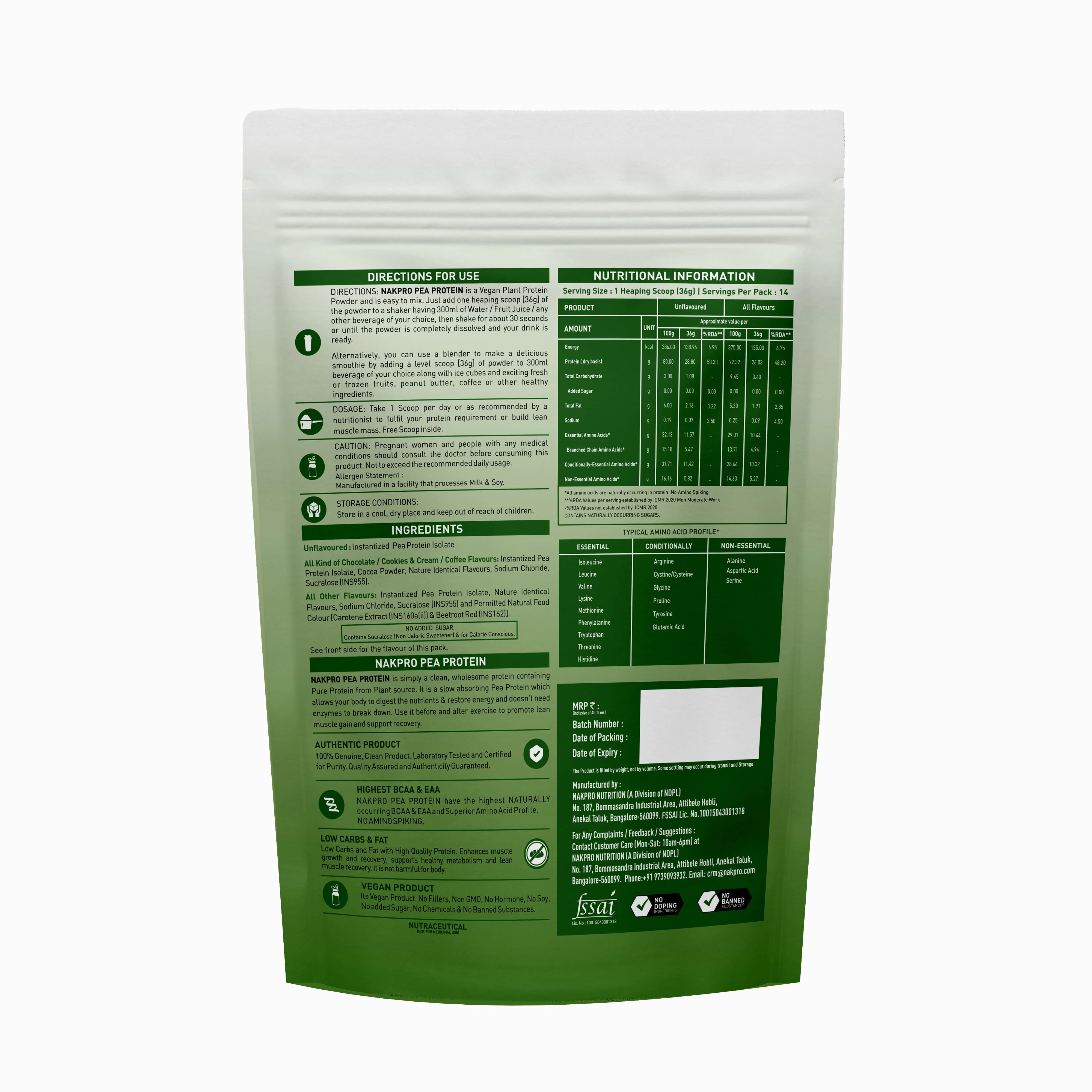 Nakpro Pea Protein Isolate | 72g Protein | Plant-Based Protein Powder - Image 7