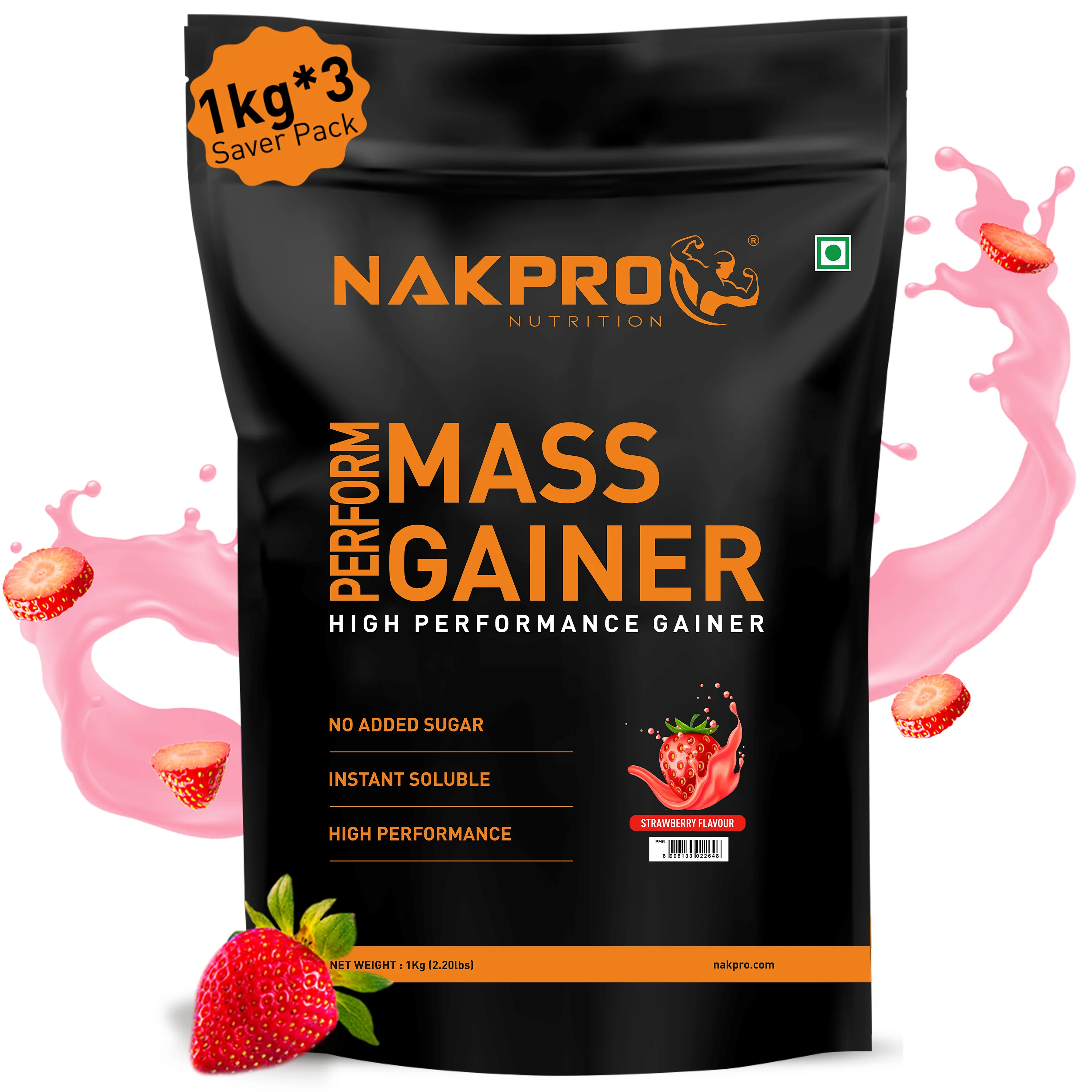 Nakpro Perform Mass Gainer | Protein Mass Gainer | 76g Carbs - Image 44