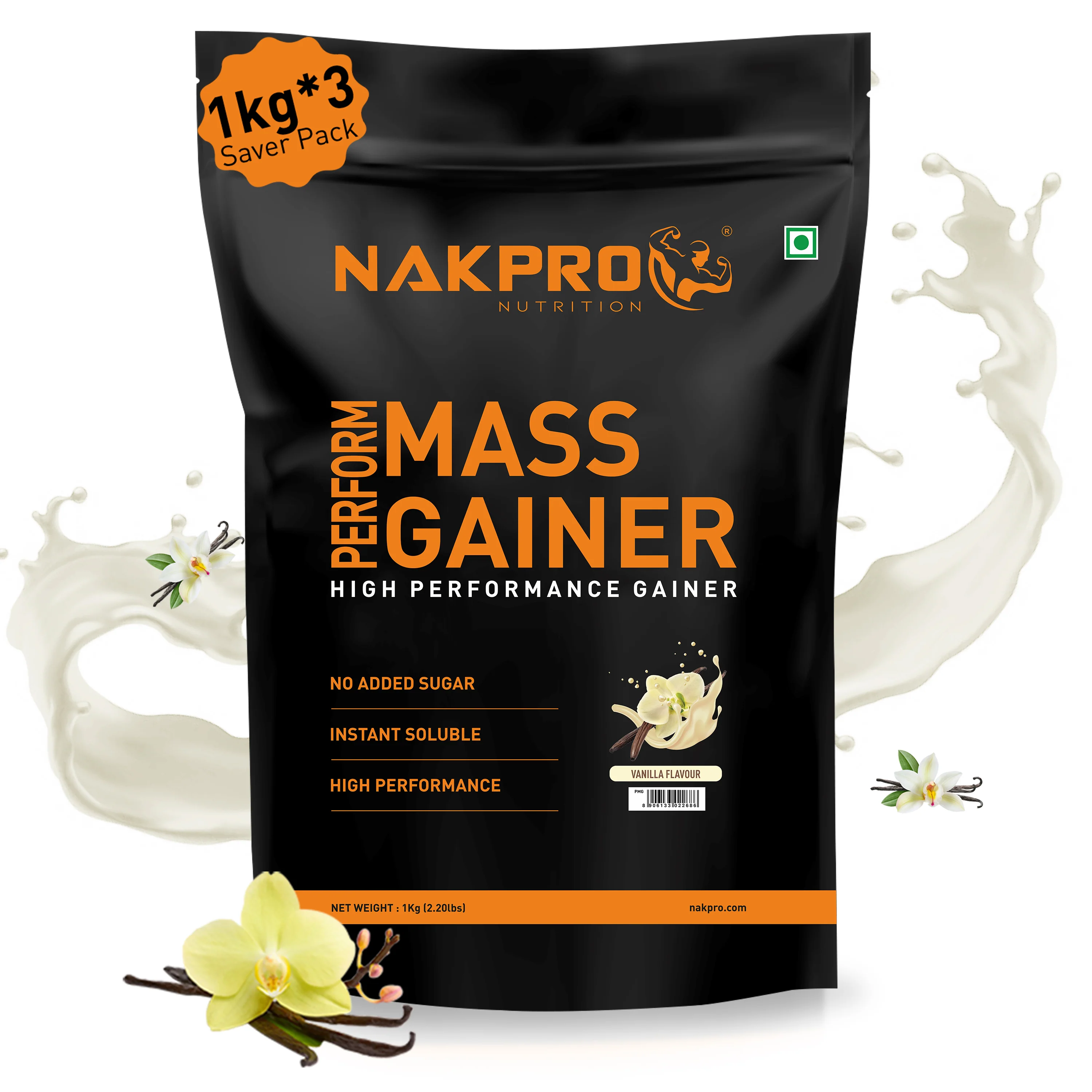 Nakpro Perform Mass Gainer | Protein Mass Gainer | 76g Carbs - Image 47