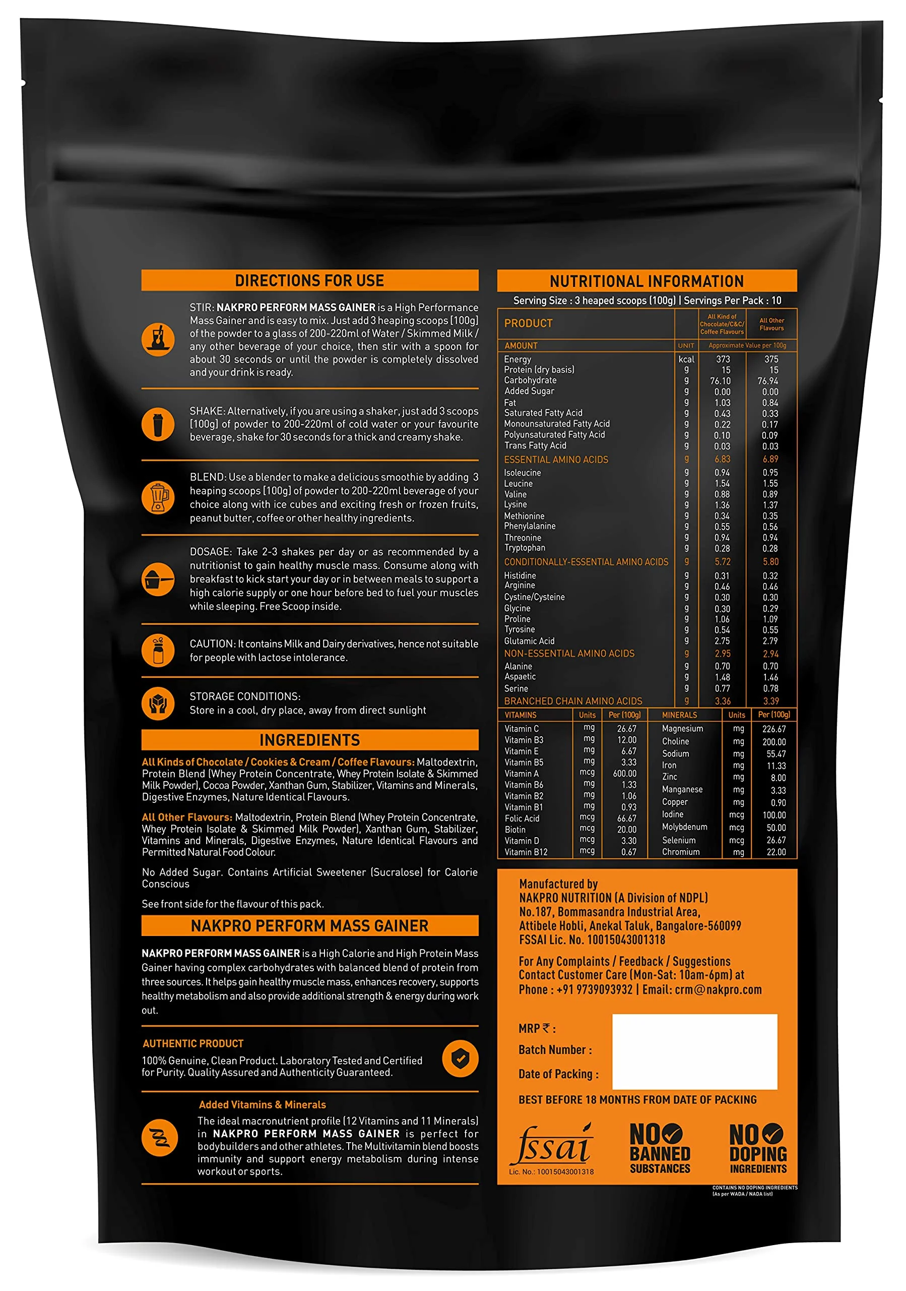 Nakpro Perform Mass Gainer | Protein Mass Gainer | 76g Carbs - Image 5