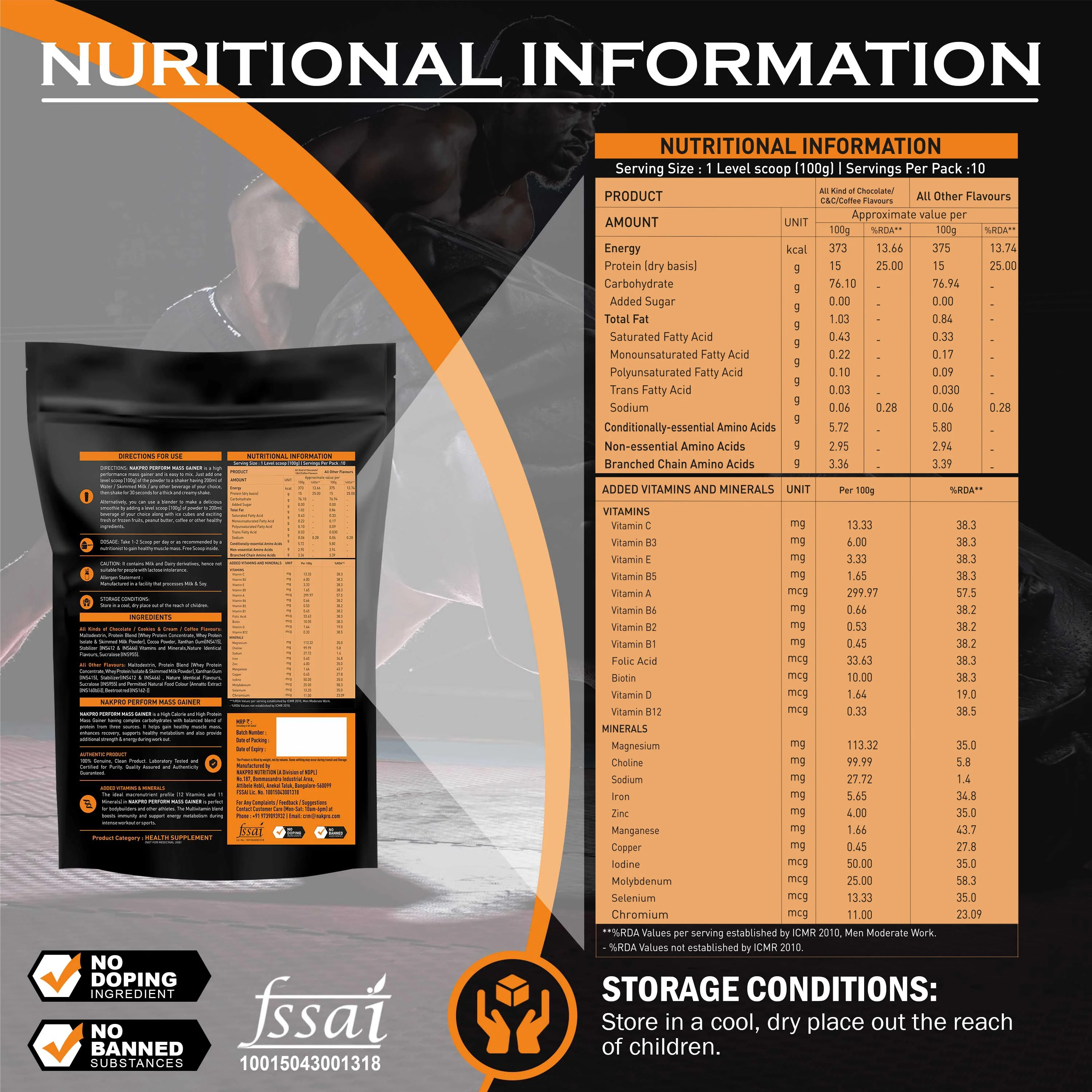 Nakpro Perform Mass Gainer | Protein Mass Gainer | 76g Carbs - Image 57
