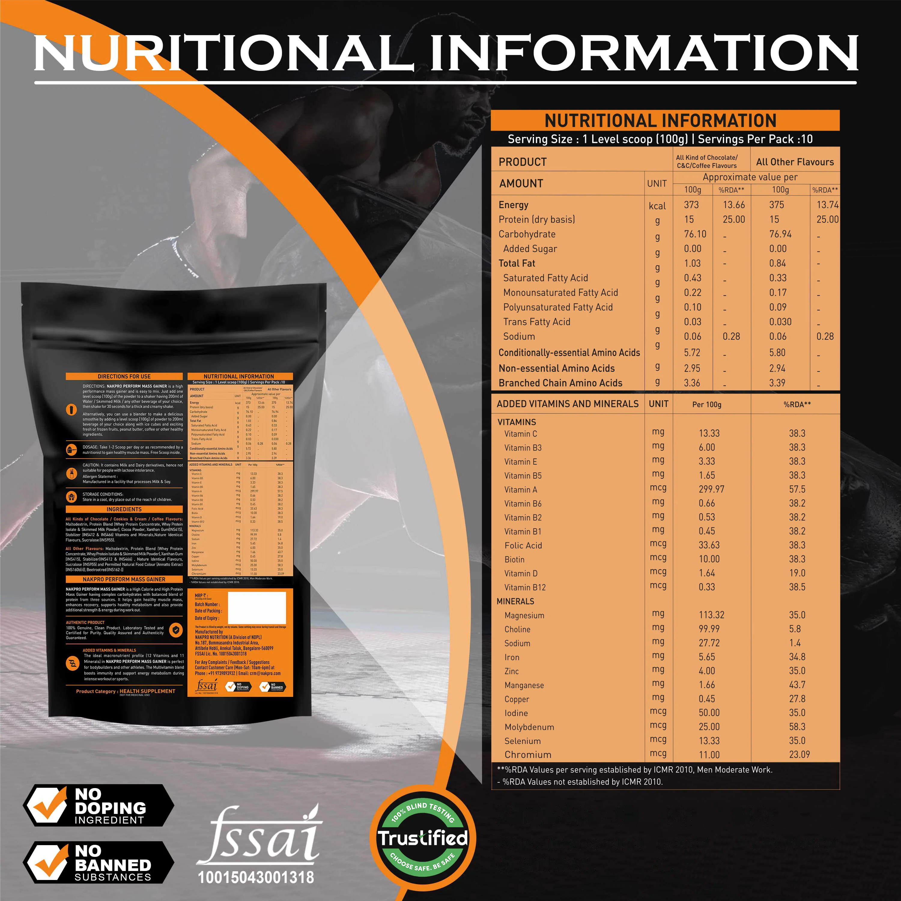 Nakpro Perform Mass Gainer | Protein Mass Gainer | 76g Carbs - Image 59
