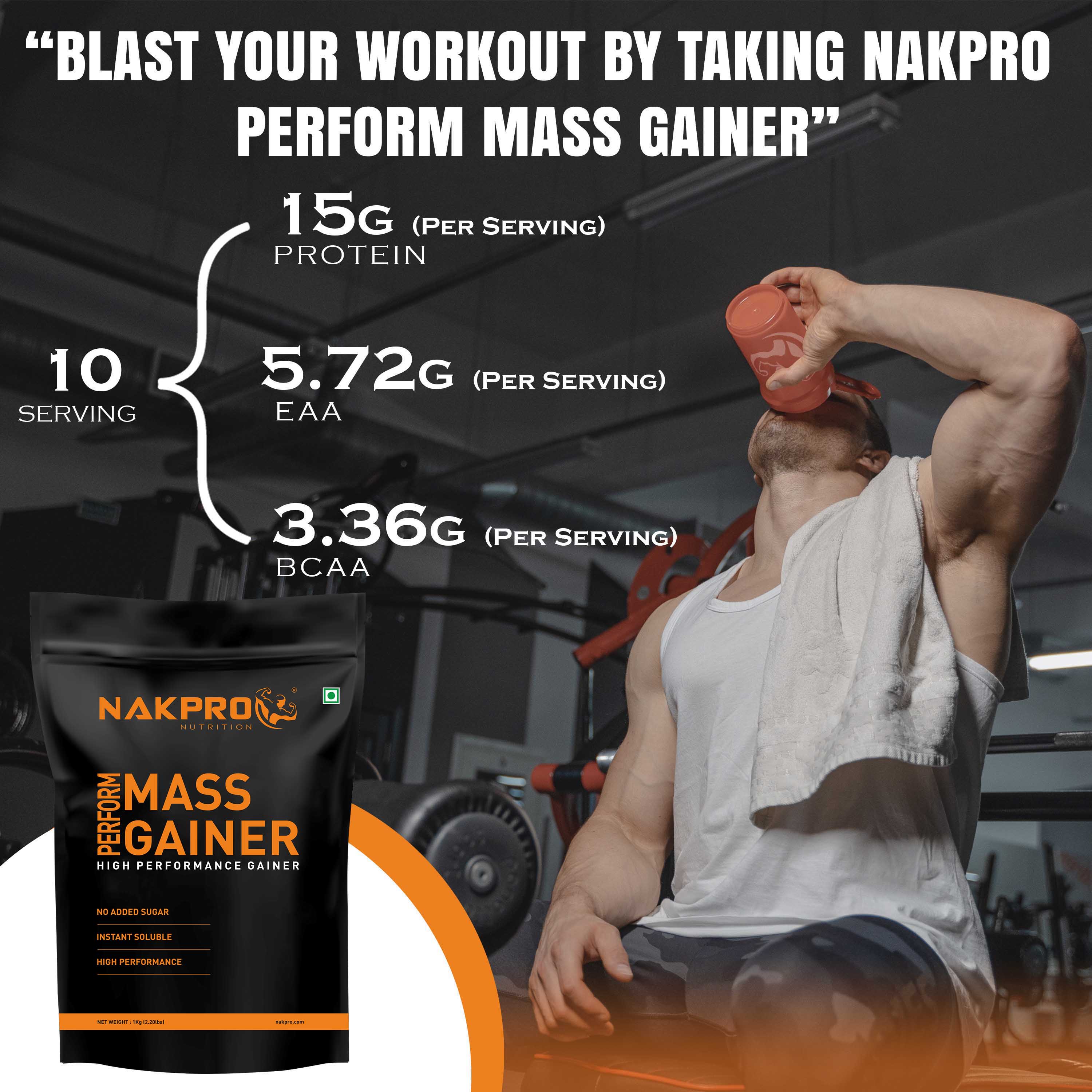 Nakpro Perform Mass Gainer | Protein Mass Gainer | 76g Carbs - Image 62