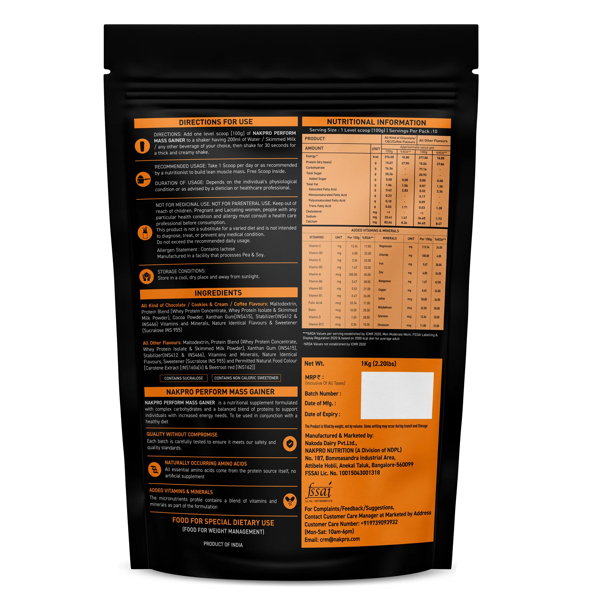 Nakpro Perform Mass Gainer | Protein Mass Gainer | 76g Carbs - Image 73