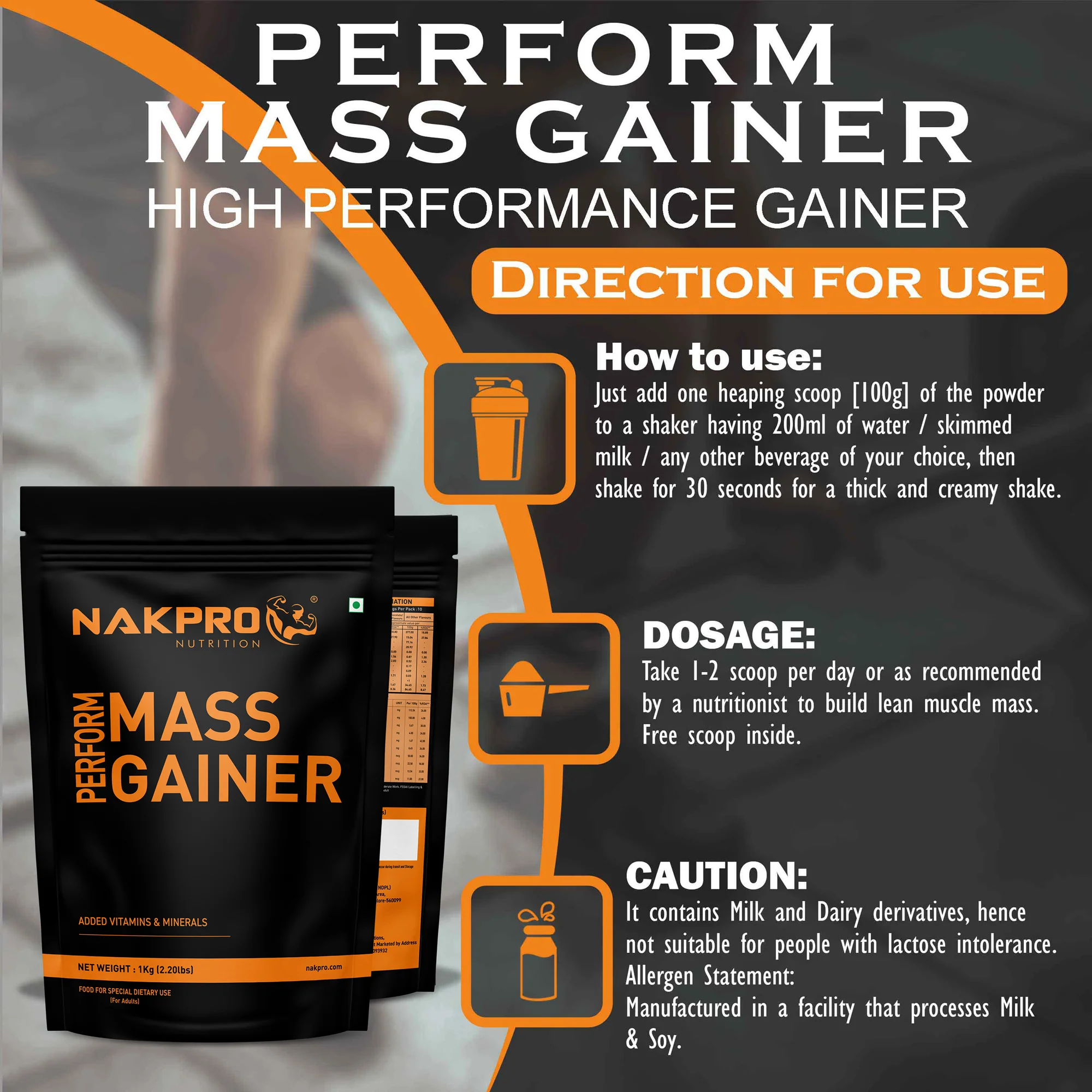 Nakpro Perform Mass Gainer | Protein Mass Gainer | 76g Carbs - Image 75