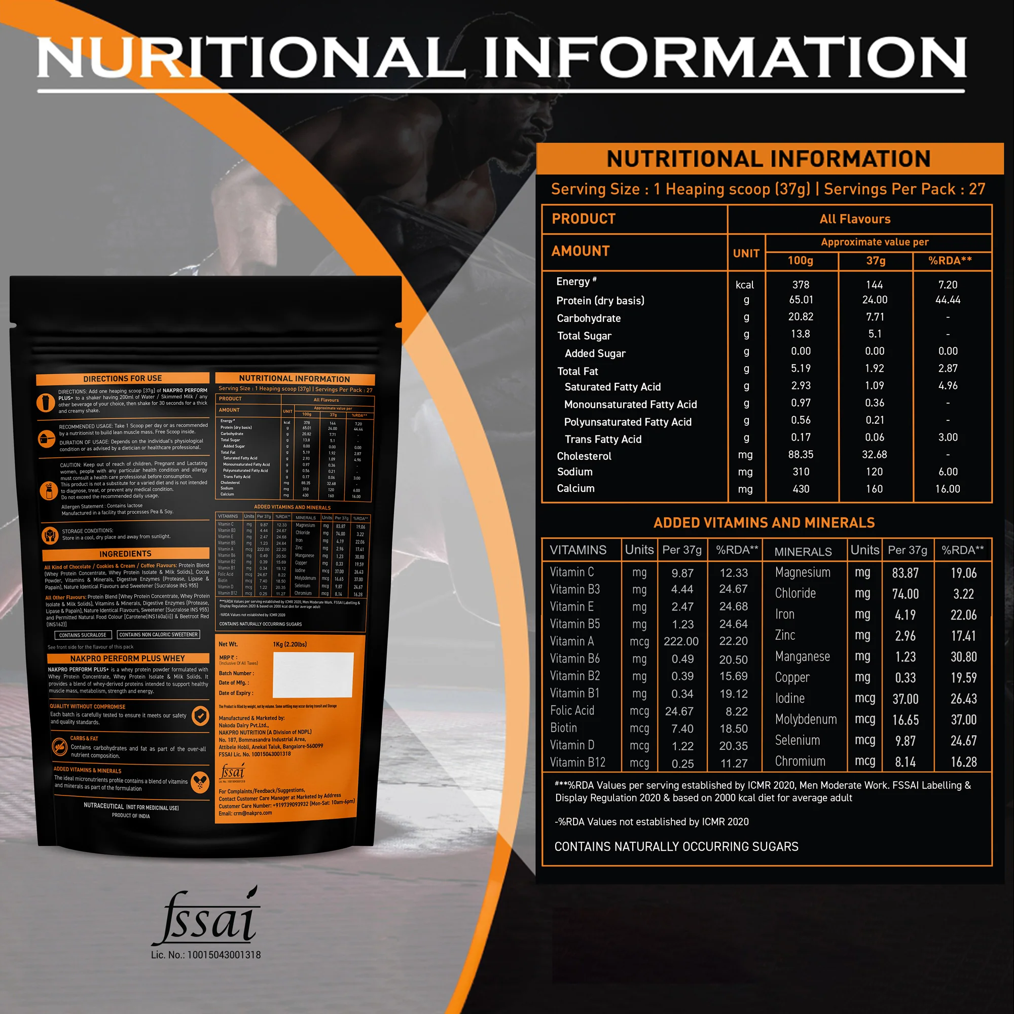 Nakpro Perform Plus+ Whey Protein Blend | 70g Protein | Blend of WPI & WPC | Added Vitamins, Minerals & Digestive Enzymes - Image 4