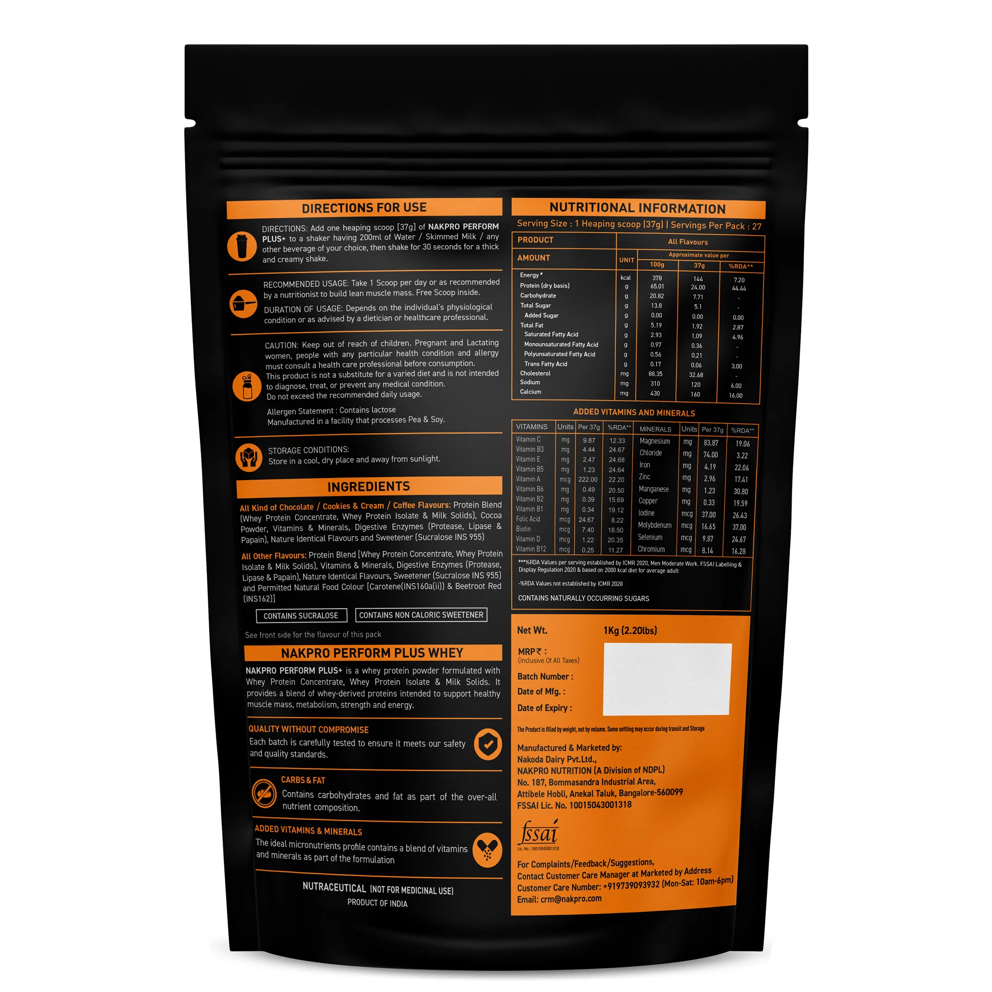 Nakpro Perform Plus+ Whey Protein Blend | 70g Protein | Blend of WPI & WPC | Added Vitamins, Minerals & Digestive Enzymes - Image 5
