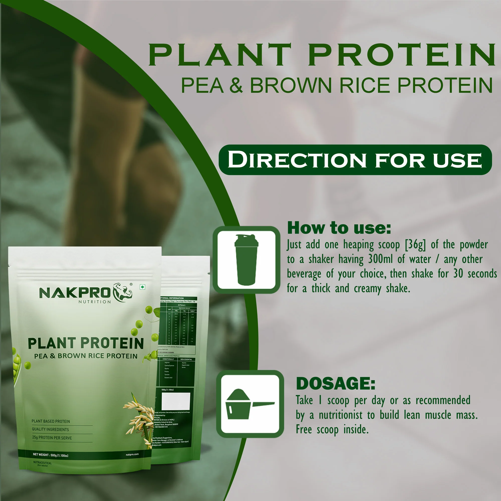 Nakpro Plant Protein Powder | 70g Protein | Pea & Brown Rice Protein Blend | Trustified Certified - Image 27