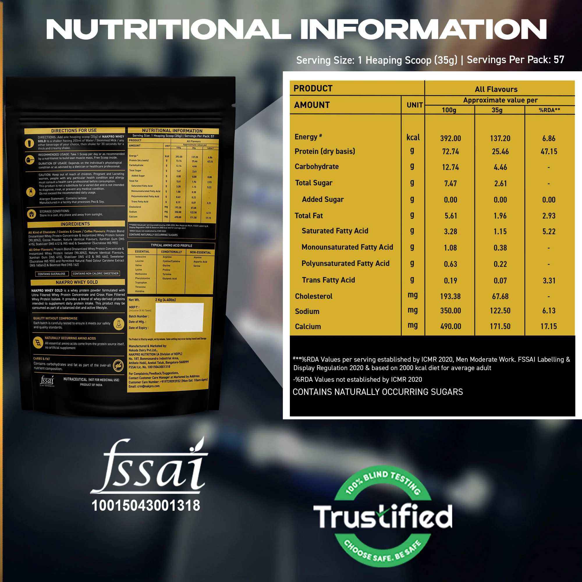 Nakpro Whey Gold Whey Protein Blend | 73g Protein | Whey Isolate & Concentrate Blend - Image 109