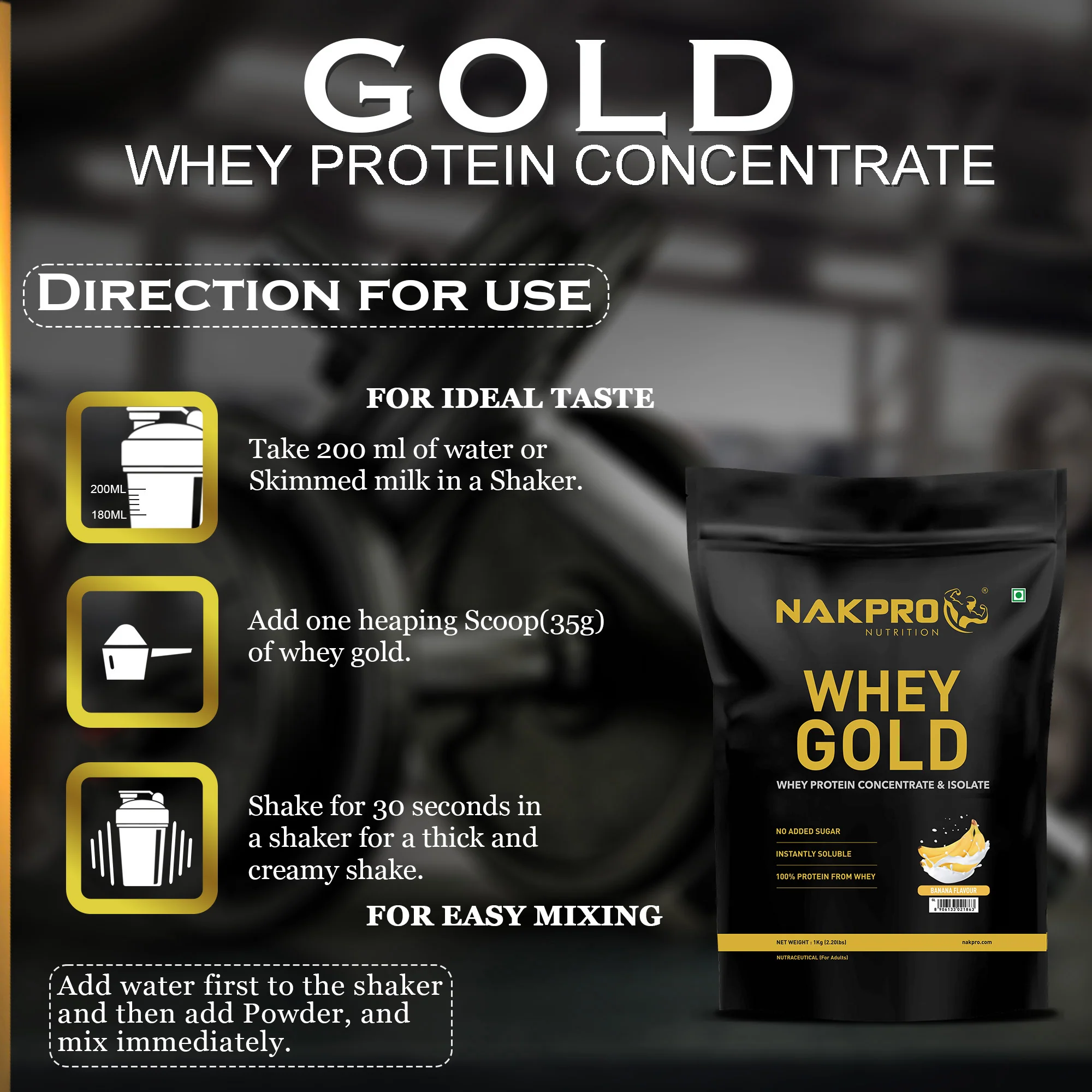 Nakpro Whey Gold Whey Protein Blend | 73g Protein | Whey Isolate & Concentrate Blend - Image 36