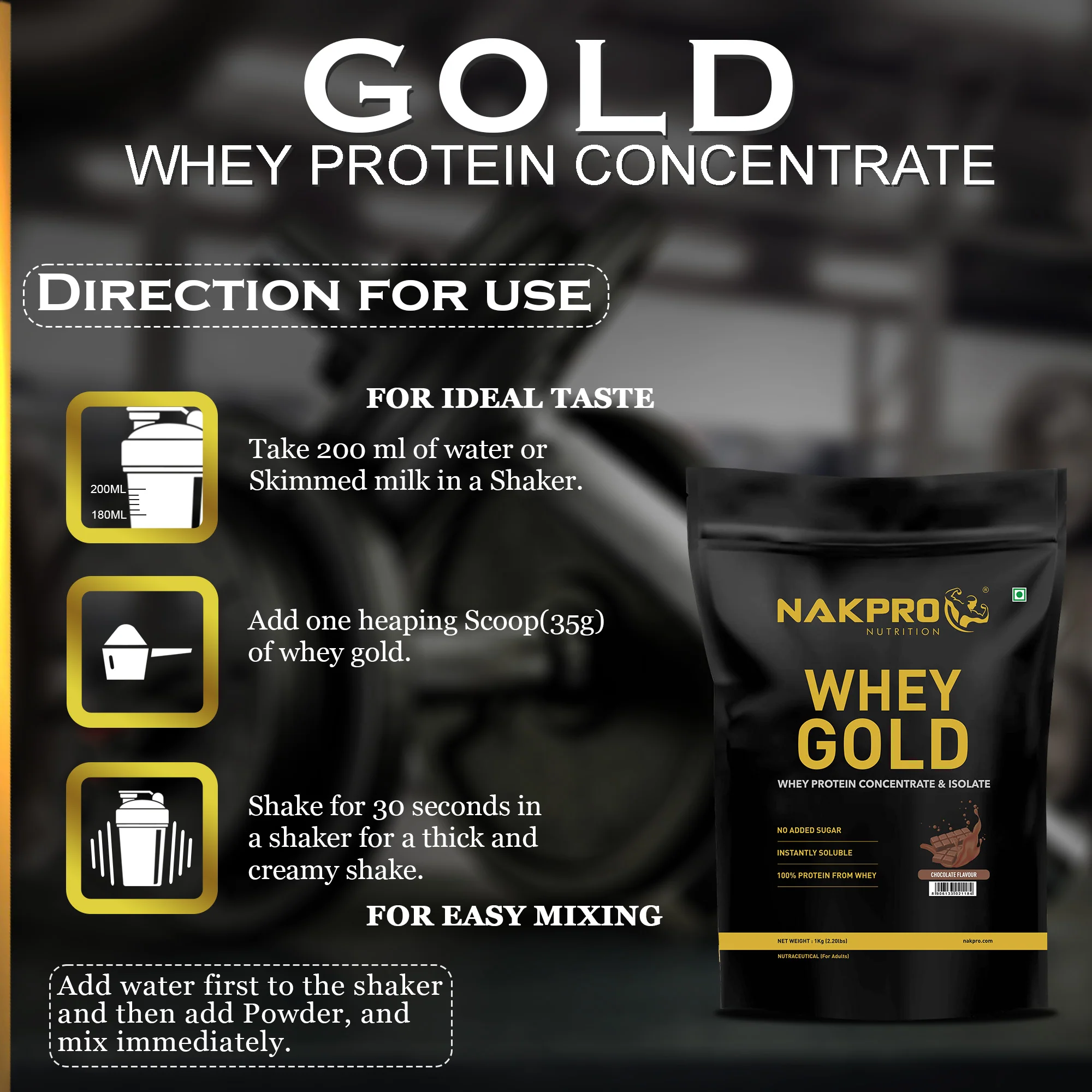 Nakpro Whey Gold Whey Protein Blend | 73g Protein | Whey Isolate & Concentrate Blend - Image 42