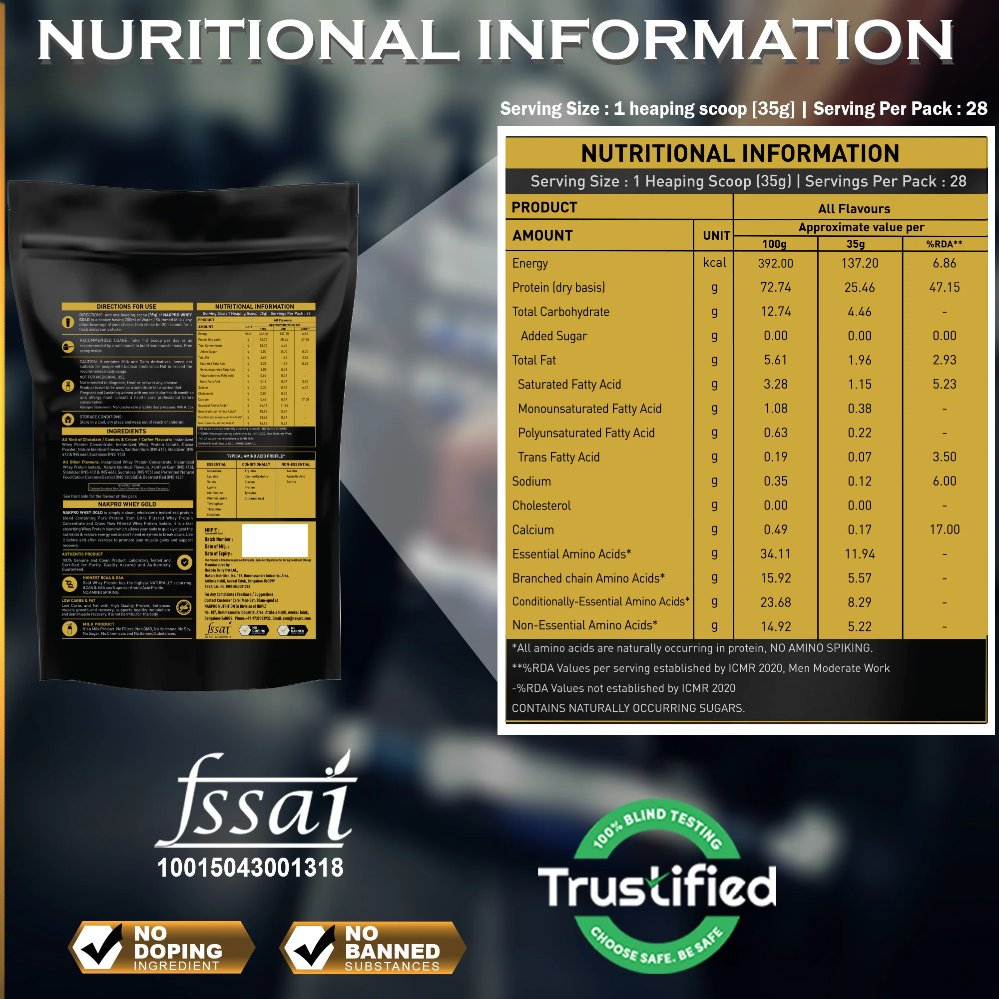 Nakpro Whey Gold Whey Protein Blend | 73g Protein | Whey Isolate & Concentrate Blend - Image 49