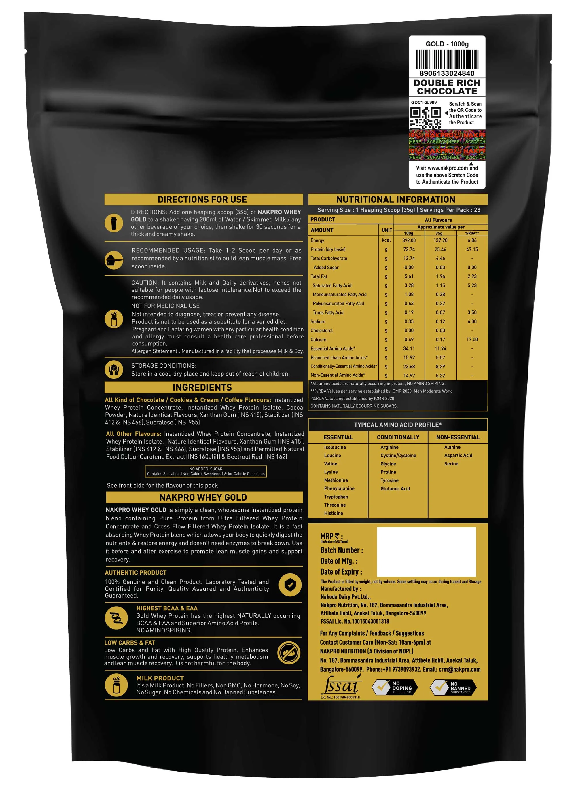 Nakpro Whey Gold Whey Protein Blend | 73g Protein | Whey Isolate & Concentrate Blend - Image 56