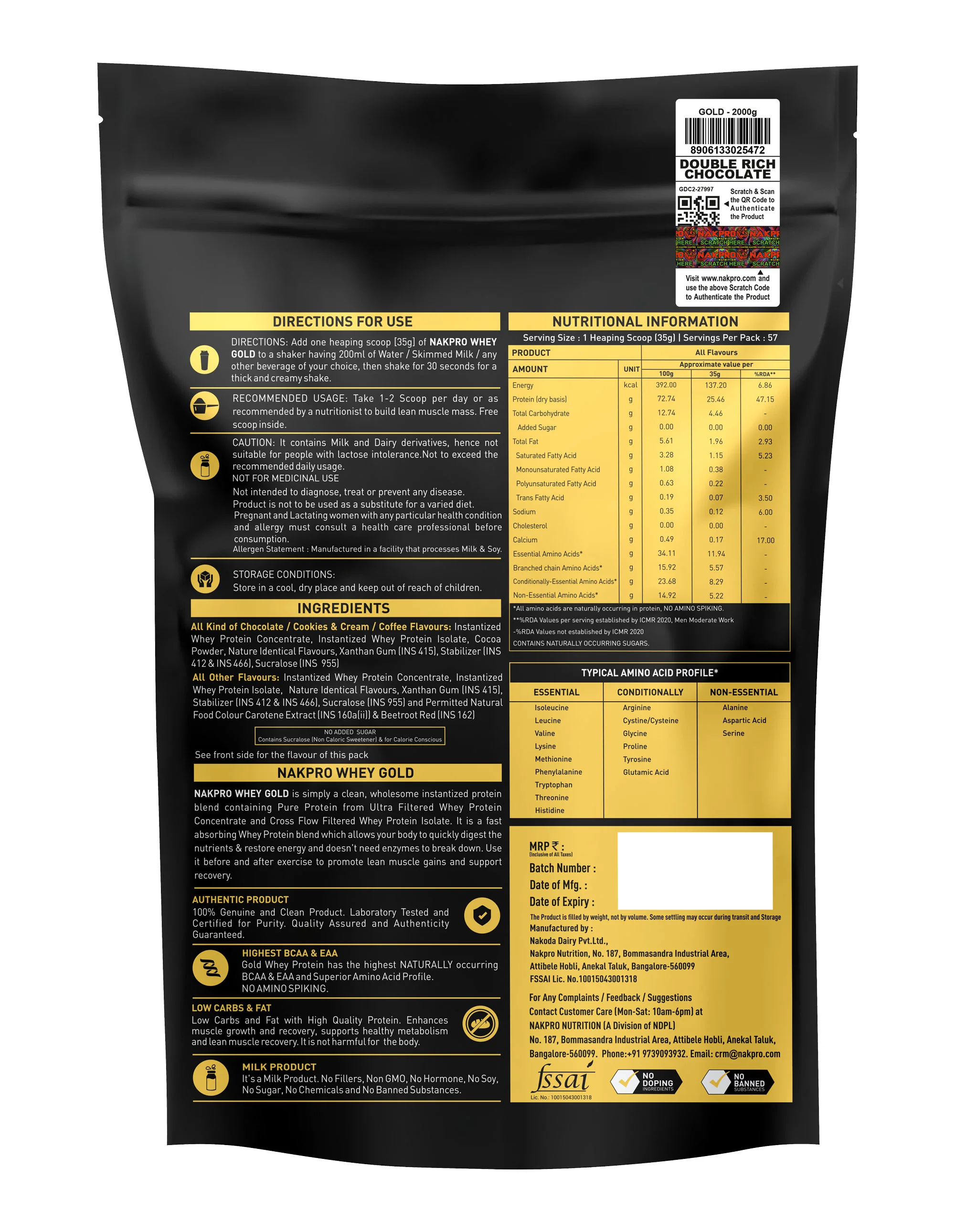 Nakpro Whey Gold Whey Protein Blend | 73g Protein | Whey Isolate & Concentrate Blend - Image 68