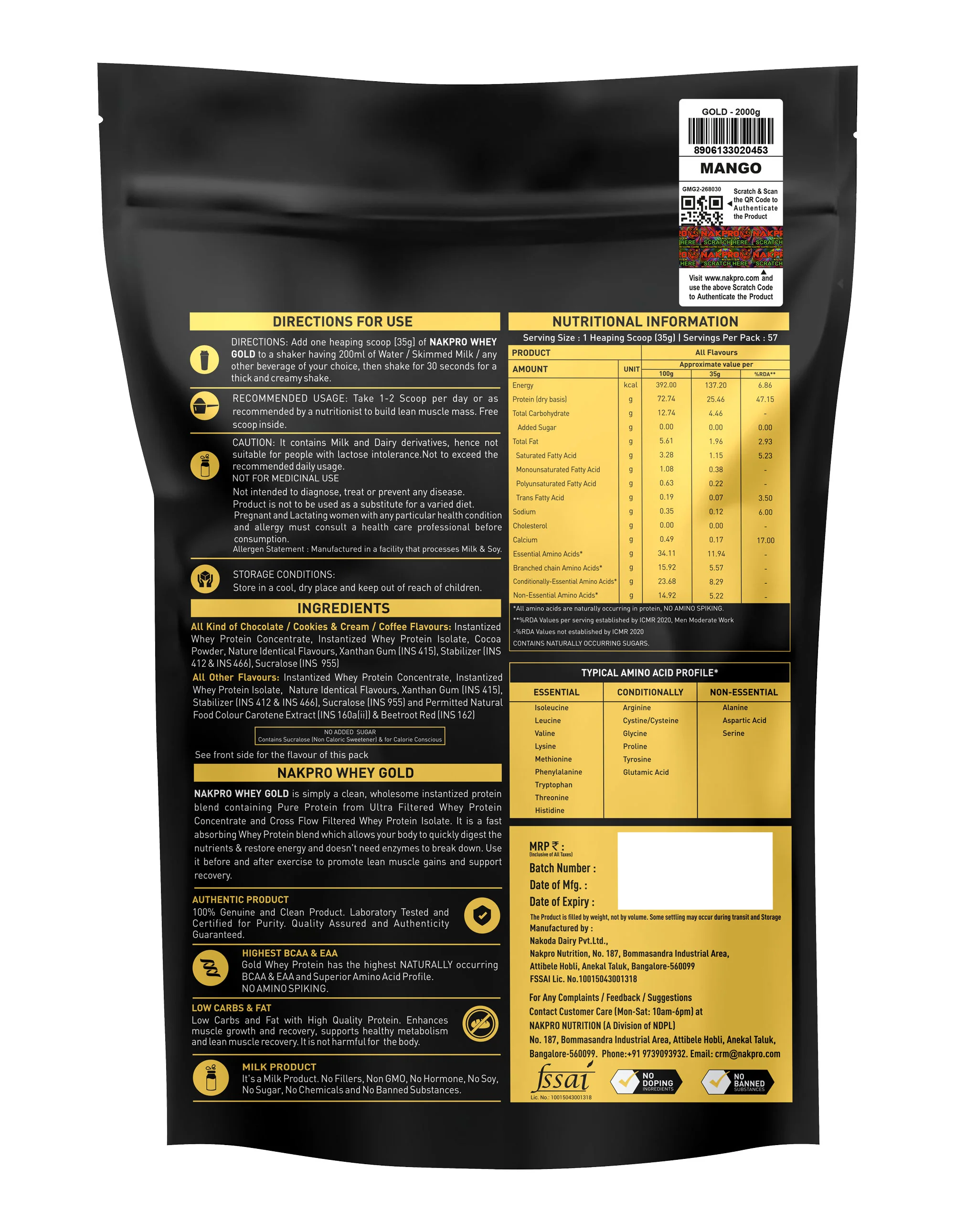 Nakpro Whey Gold Whey Protein Blend | 73g Protein | Whey Isolate & Concentrate Blend - Image 69