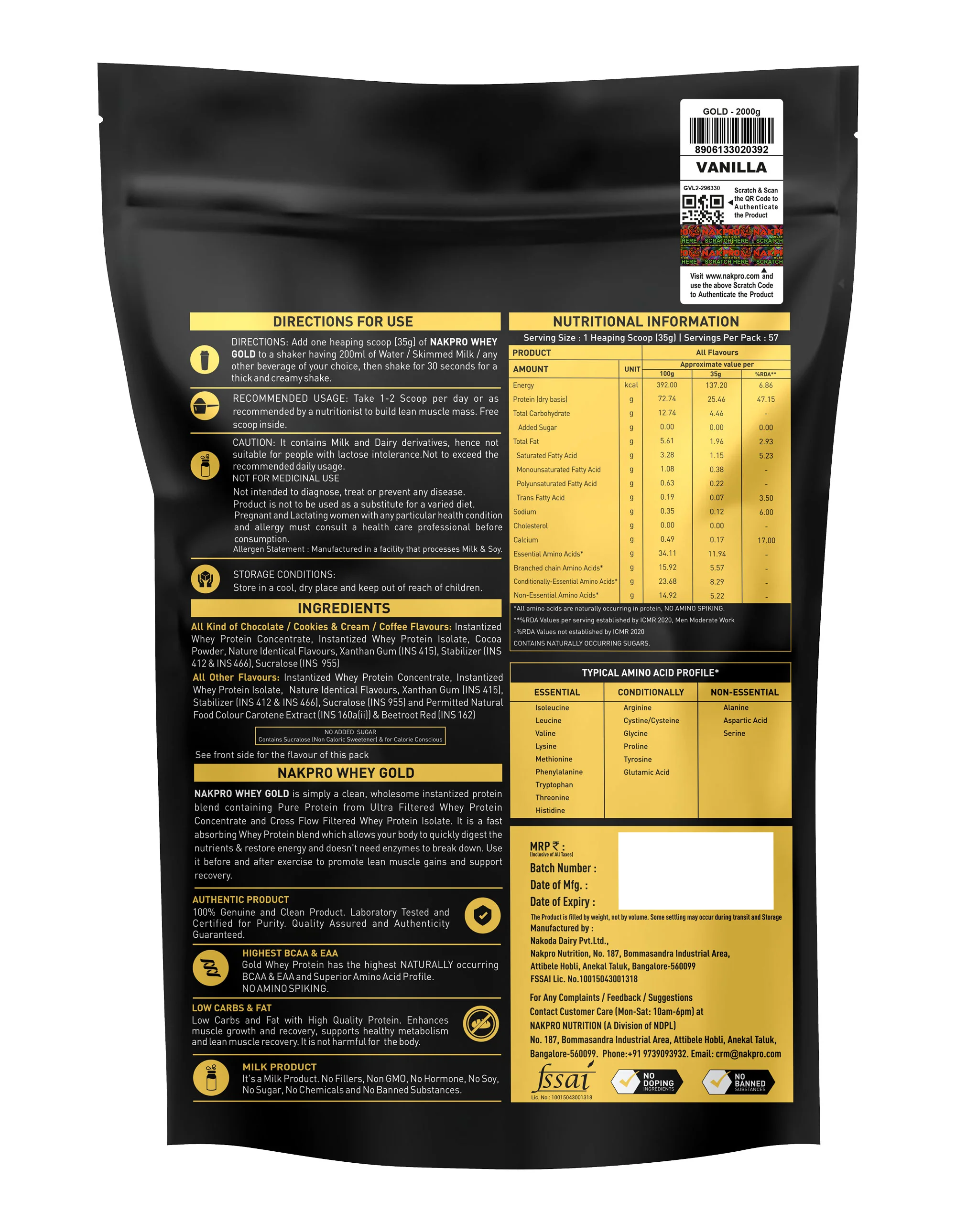Nakpro Whey Gold Whey Protein Blend | 73g Protein | Whey Isolate & Concentrate Blend - Image 70