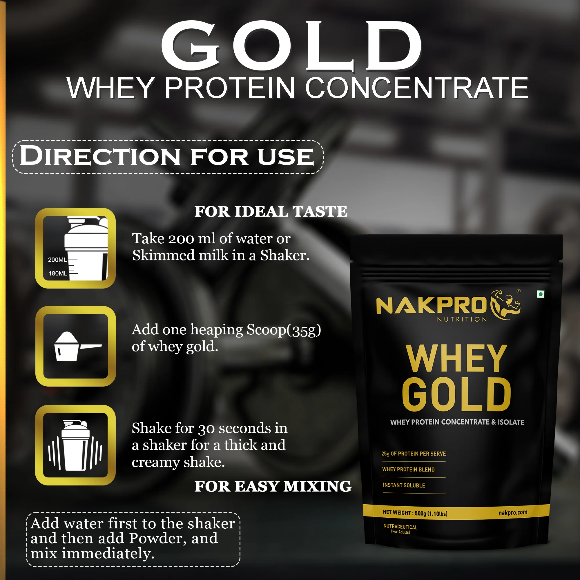 Nakpro Whey Gold Whey Protein Blend | 73g Protein | Whey Isolate & Concentrate Blend - Image 92