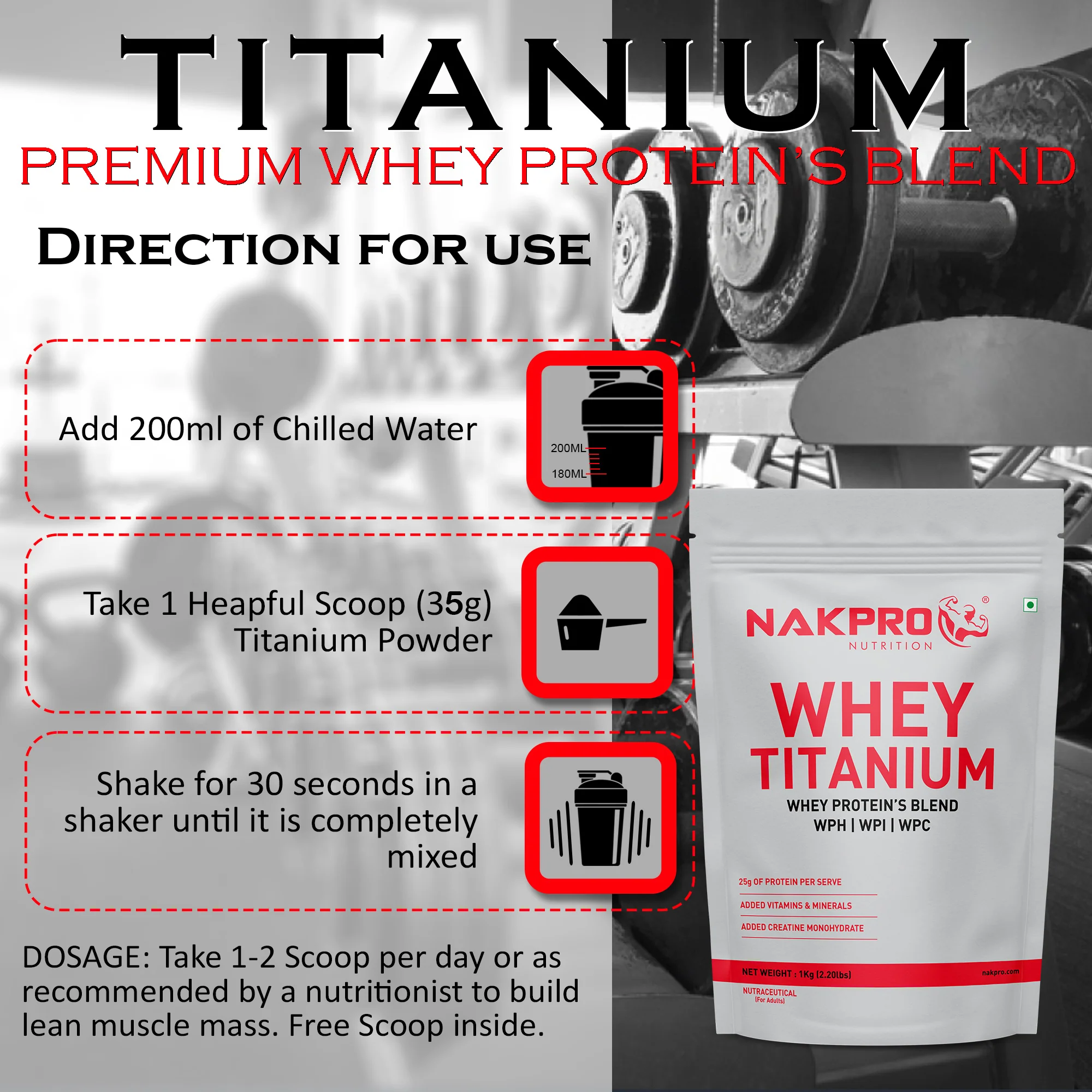 Nakpro Titanium Whey Protein Blend | 73g Protein |Whey Protein Blend of  WPH, WPI & WPC | Added Vitamins, Minerals & Creatine - Image 22