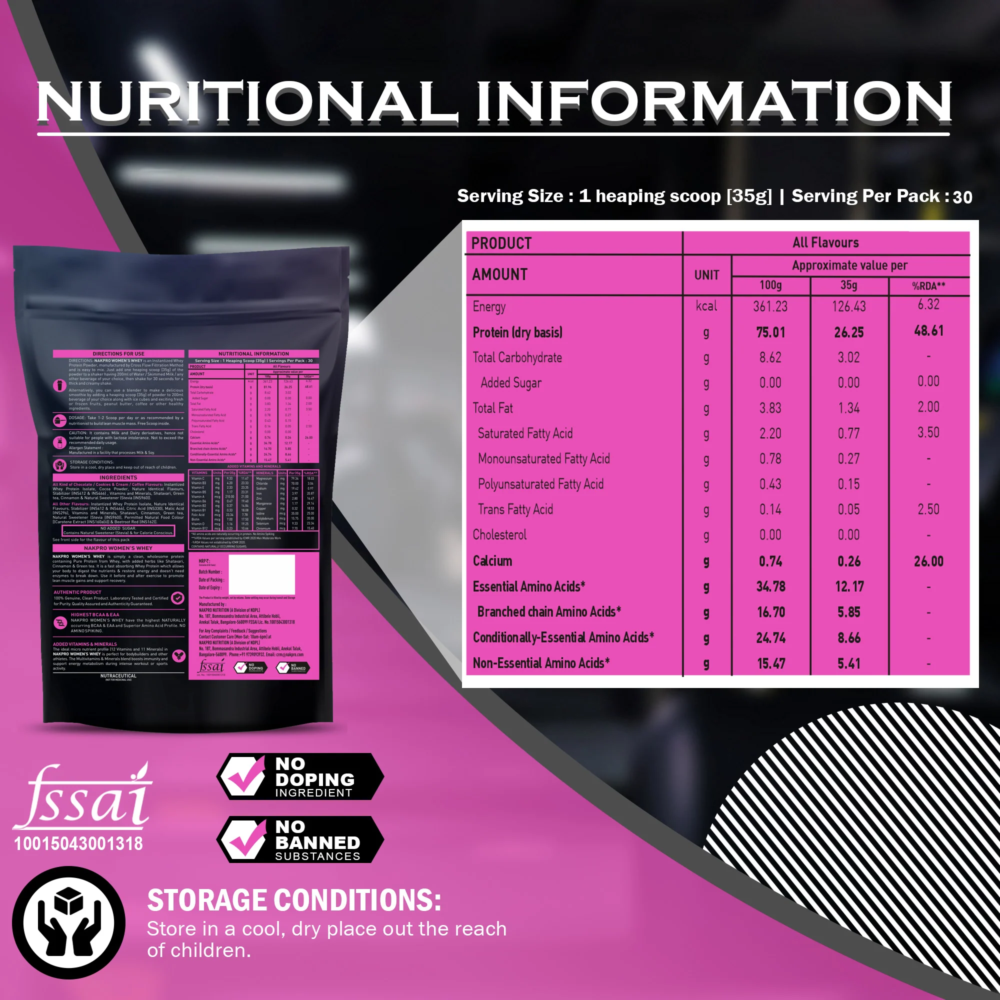 Nakpro Women’s Whey Protein Isolate | 75g Protein | With Biotin & Herbal Extracts - Image 28